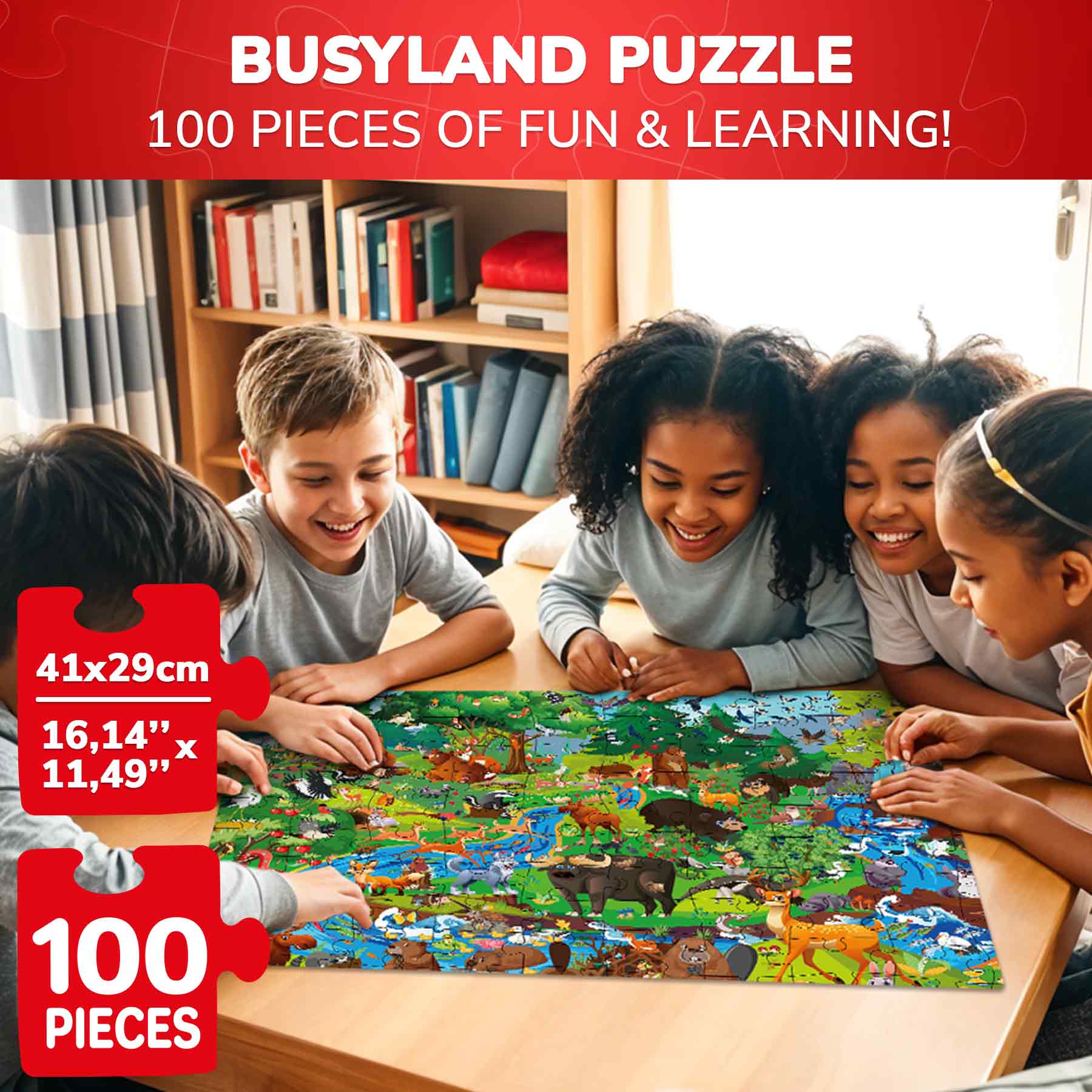 100 Pcs Jigsaw Puzzle for Kids | Forest Animals Learning Game - Image 2