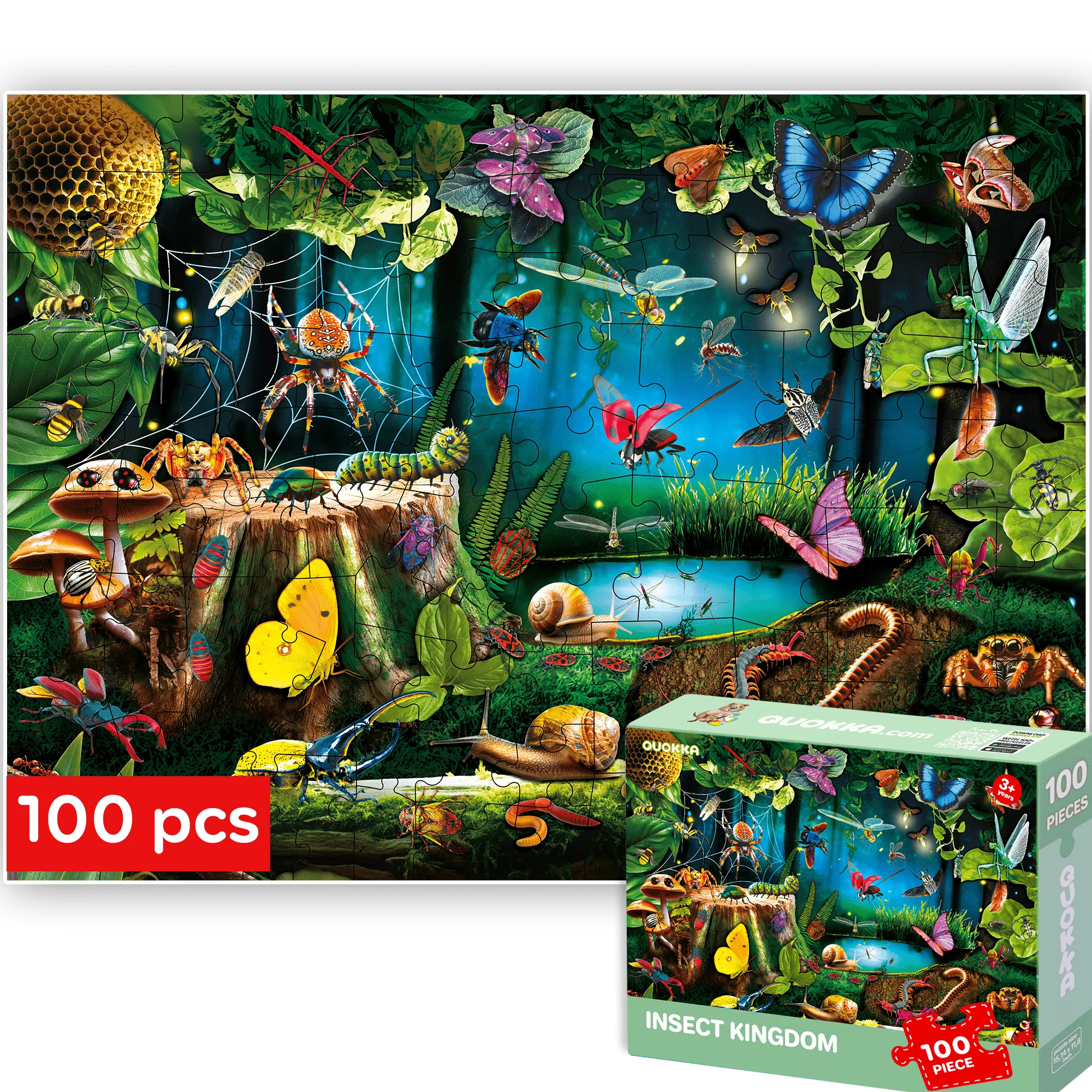 100 Pcs Jigsaw Puzzles for Kids | Insect Kingdom