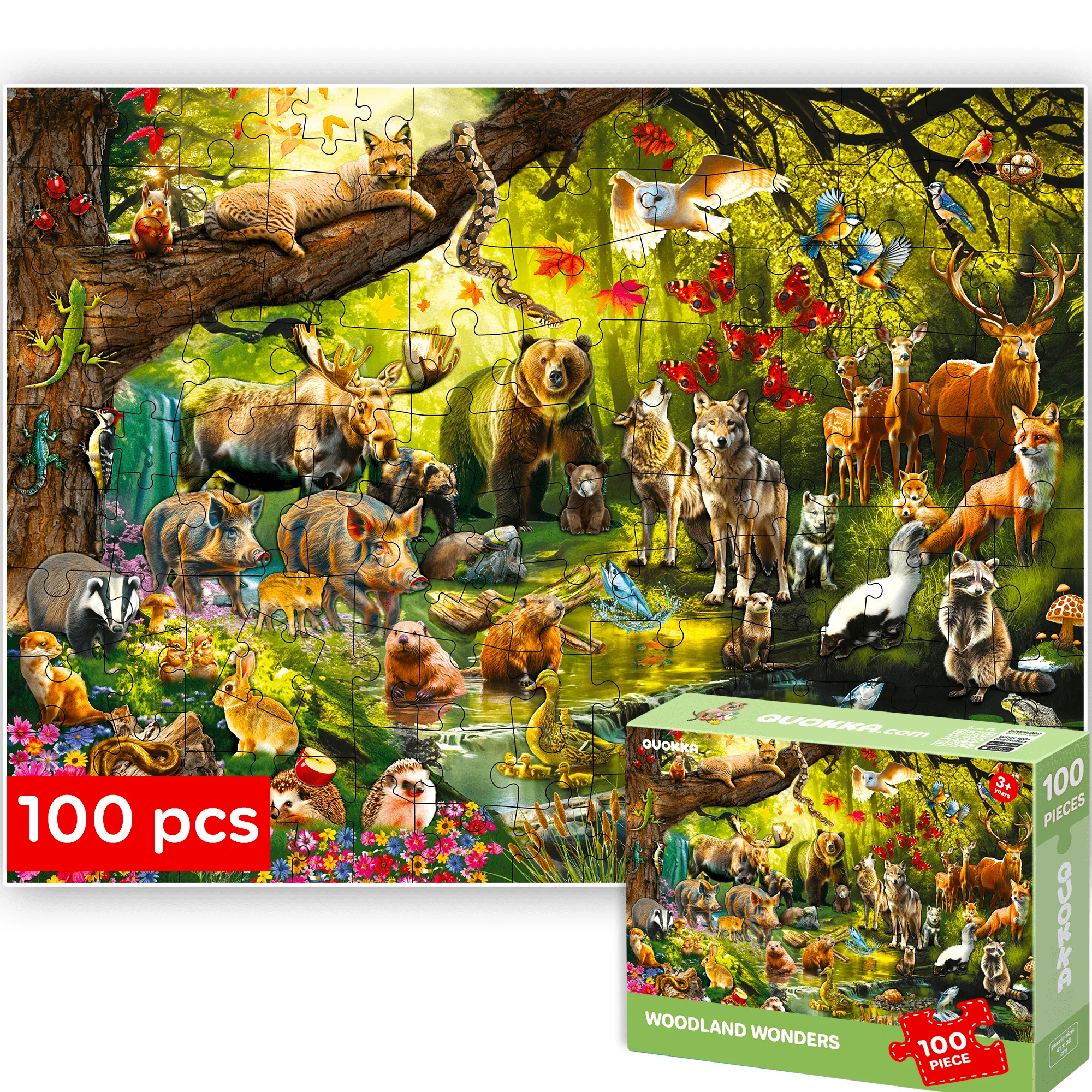 100 Pcs Jigsaw Puzzles for Kids | Forest Animals