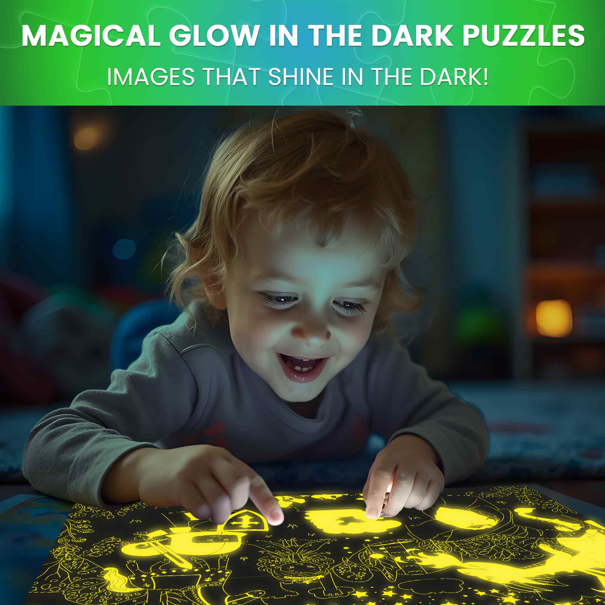 100 Piece Glow in The Dark Puzzles for Kids | Space, Dino - Image 2