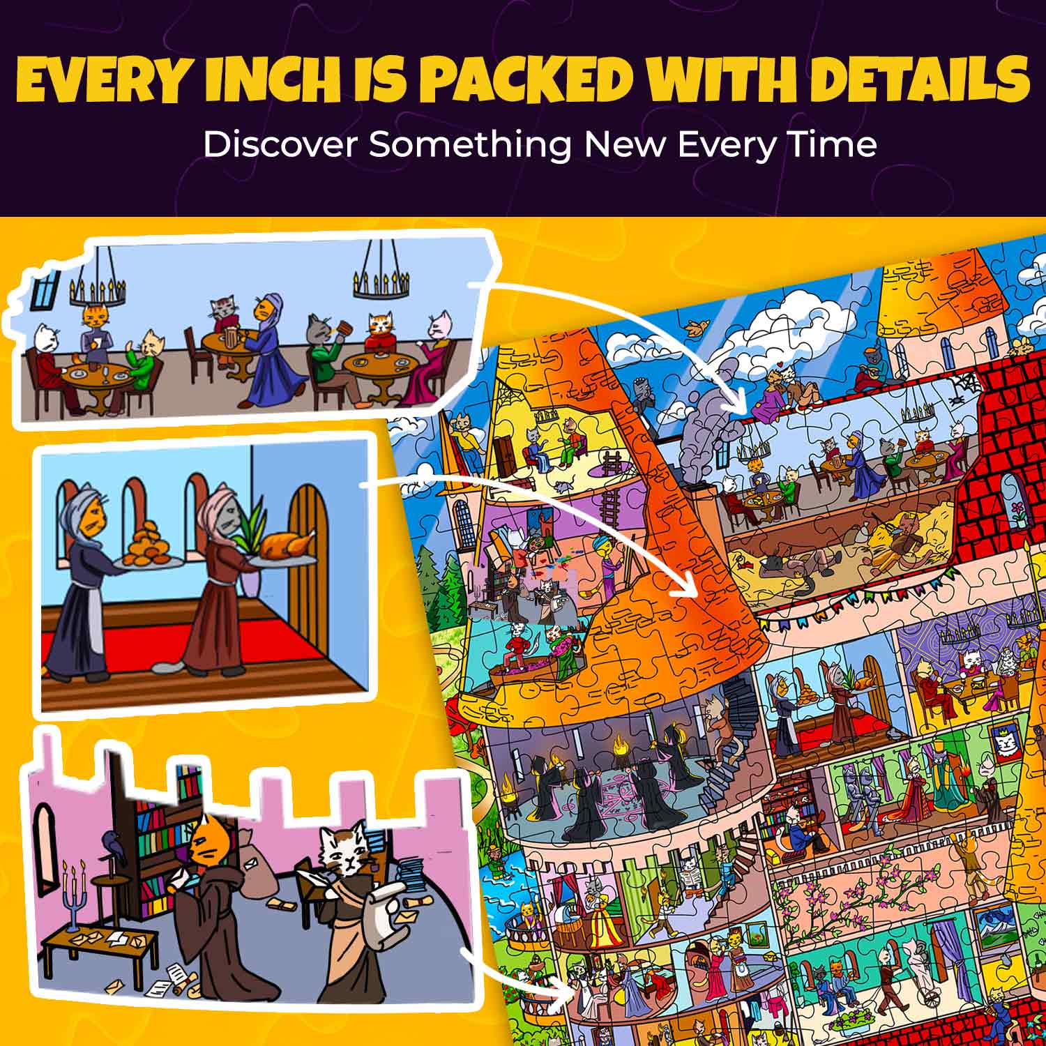 1000 Pcs Jigsaw Puzzle for Adults | Knightly Cats - Image 4