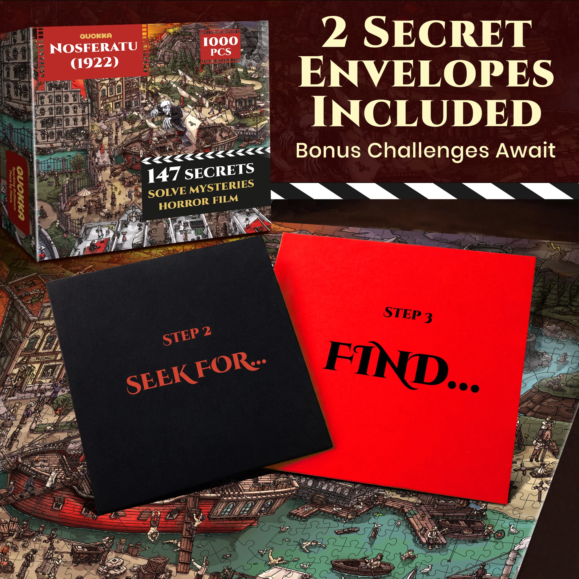 1000 Pcs Puzzle for Adults with Hidden Tasks | Nosferatu 1922 - Image 6