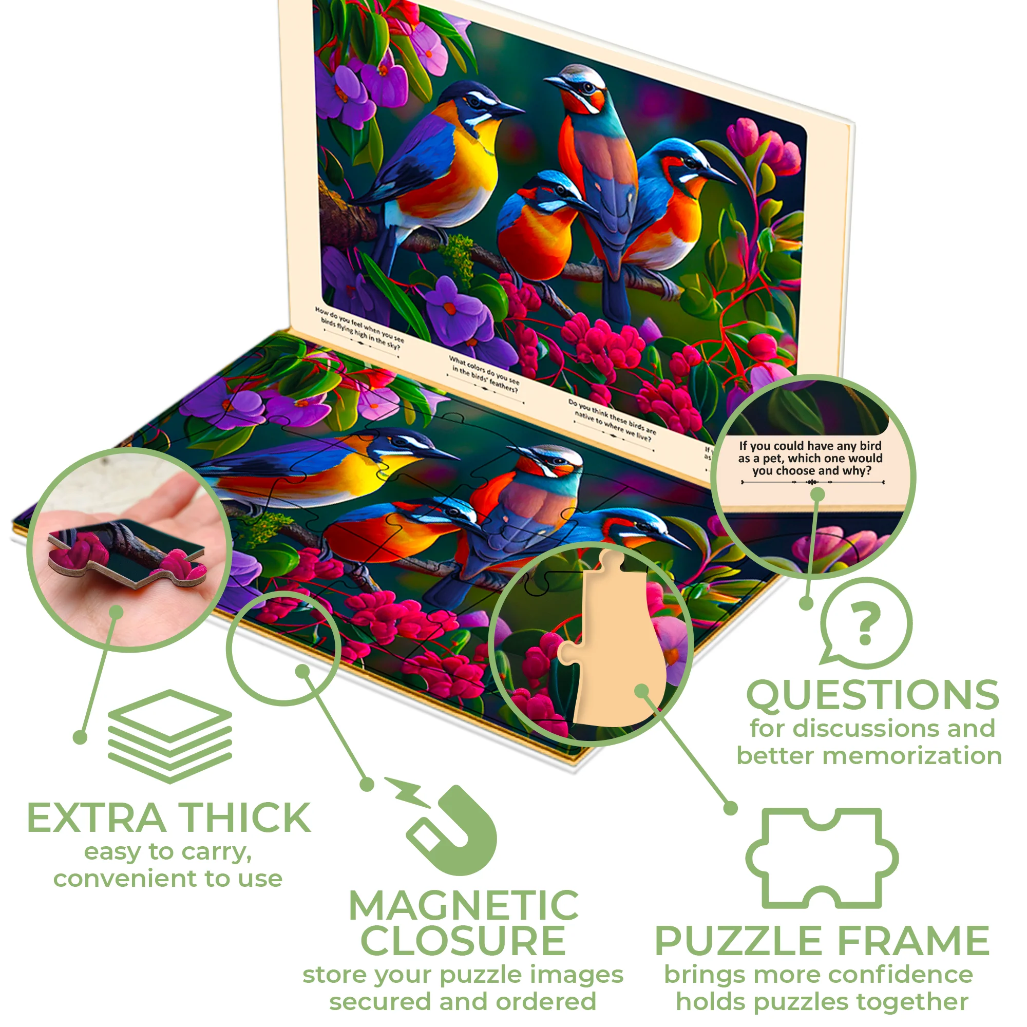 13 Pcs Dementia Puzzles for Elderly | 3 Alzheimers with Birds, Cats - Image 3