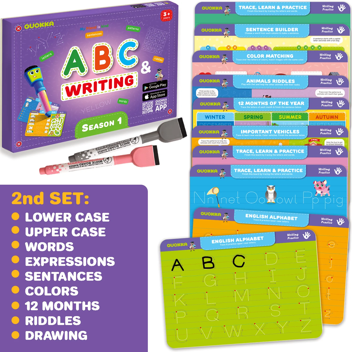 2 Set Handwriting Dry Erase Wipe Boards | ABC Writing - Image 5