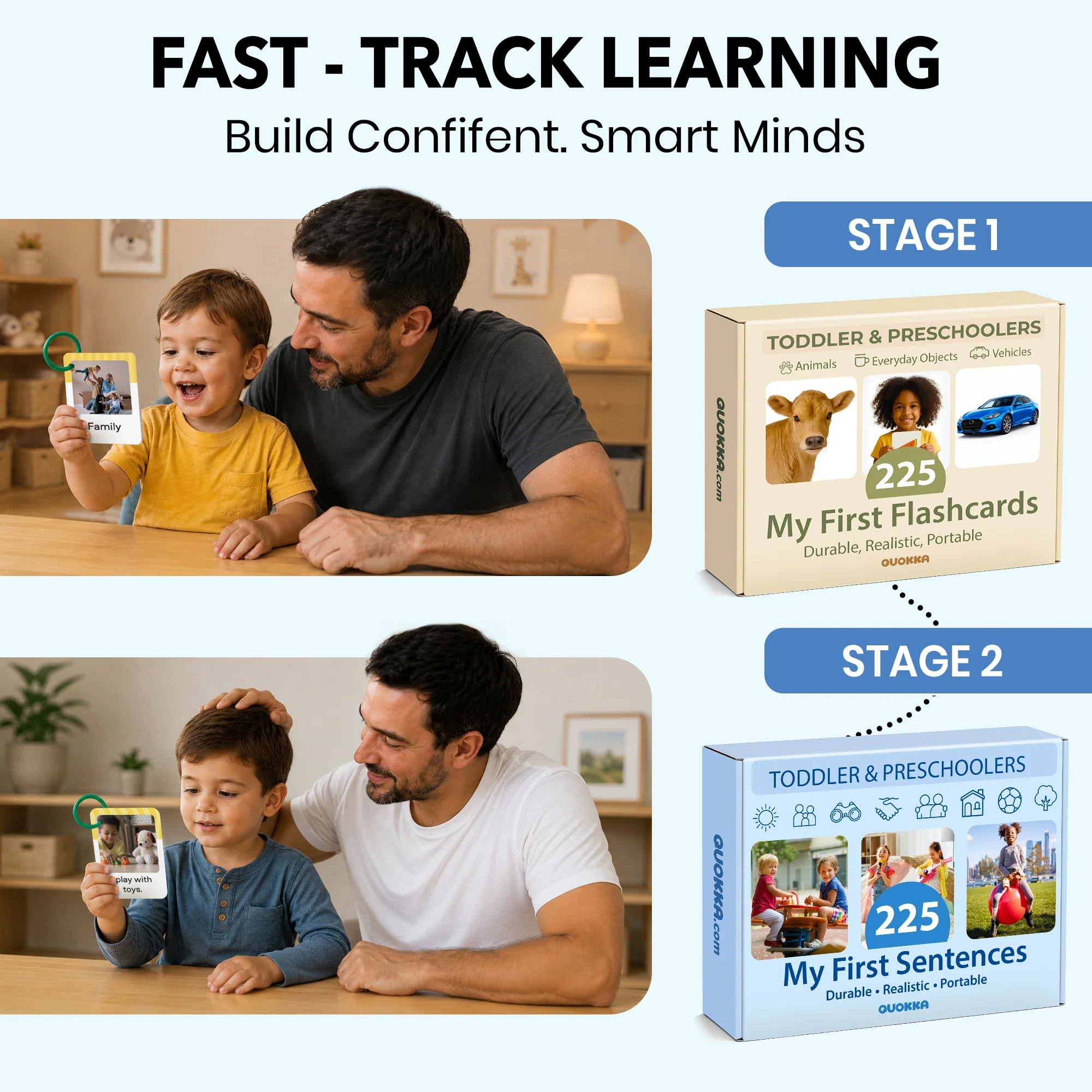 225 Toddler First Sentence Flash Cards with Rings - Image 6