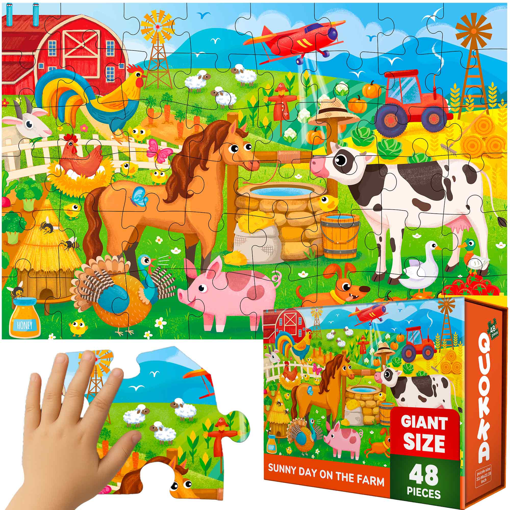 2x3 FT Giant Floor Puzzles for Kids Ages 4-6 | Farm