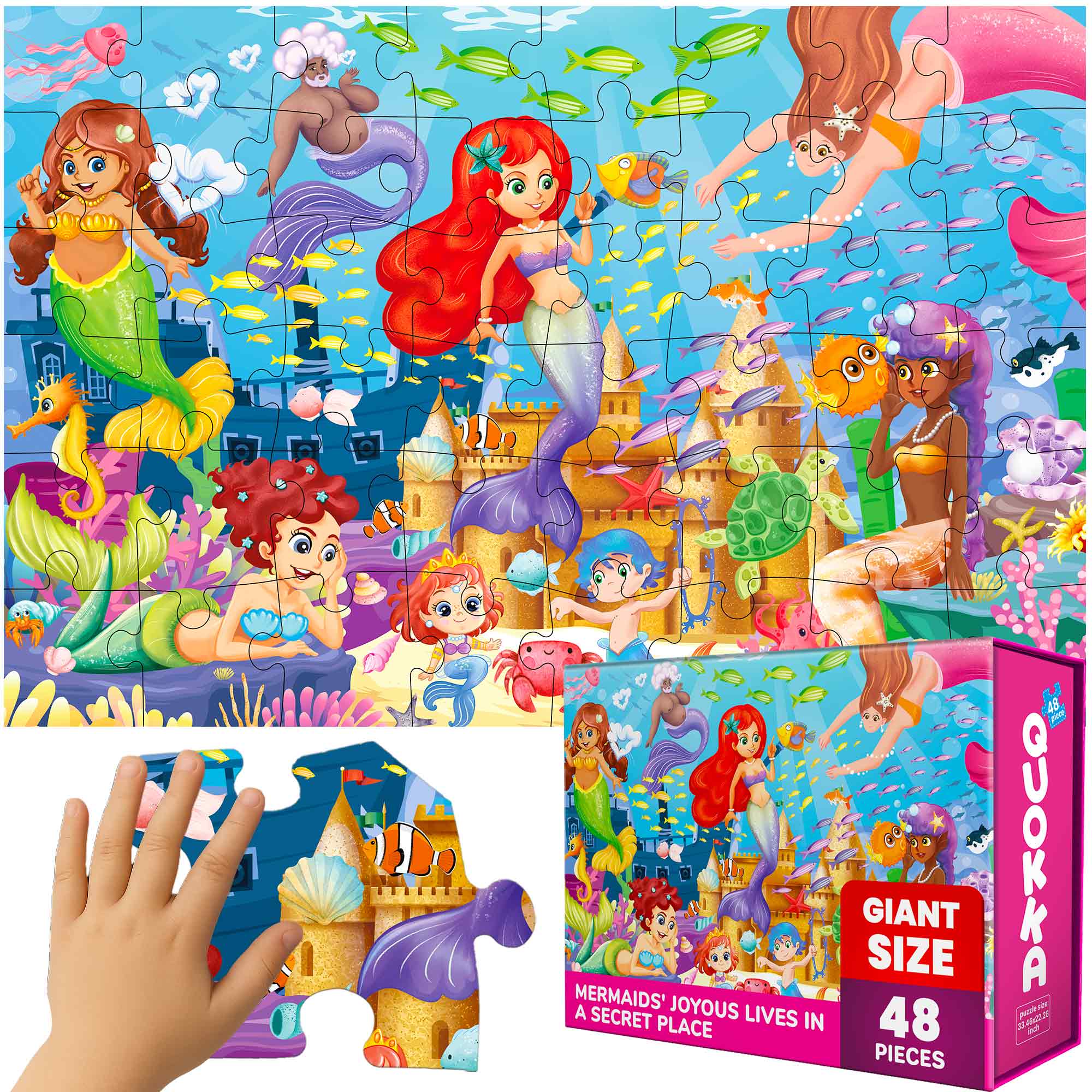 2x3 FT Giant Floor Puzzles for Kids Ages 4-6 | Mermaids