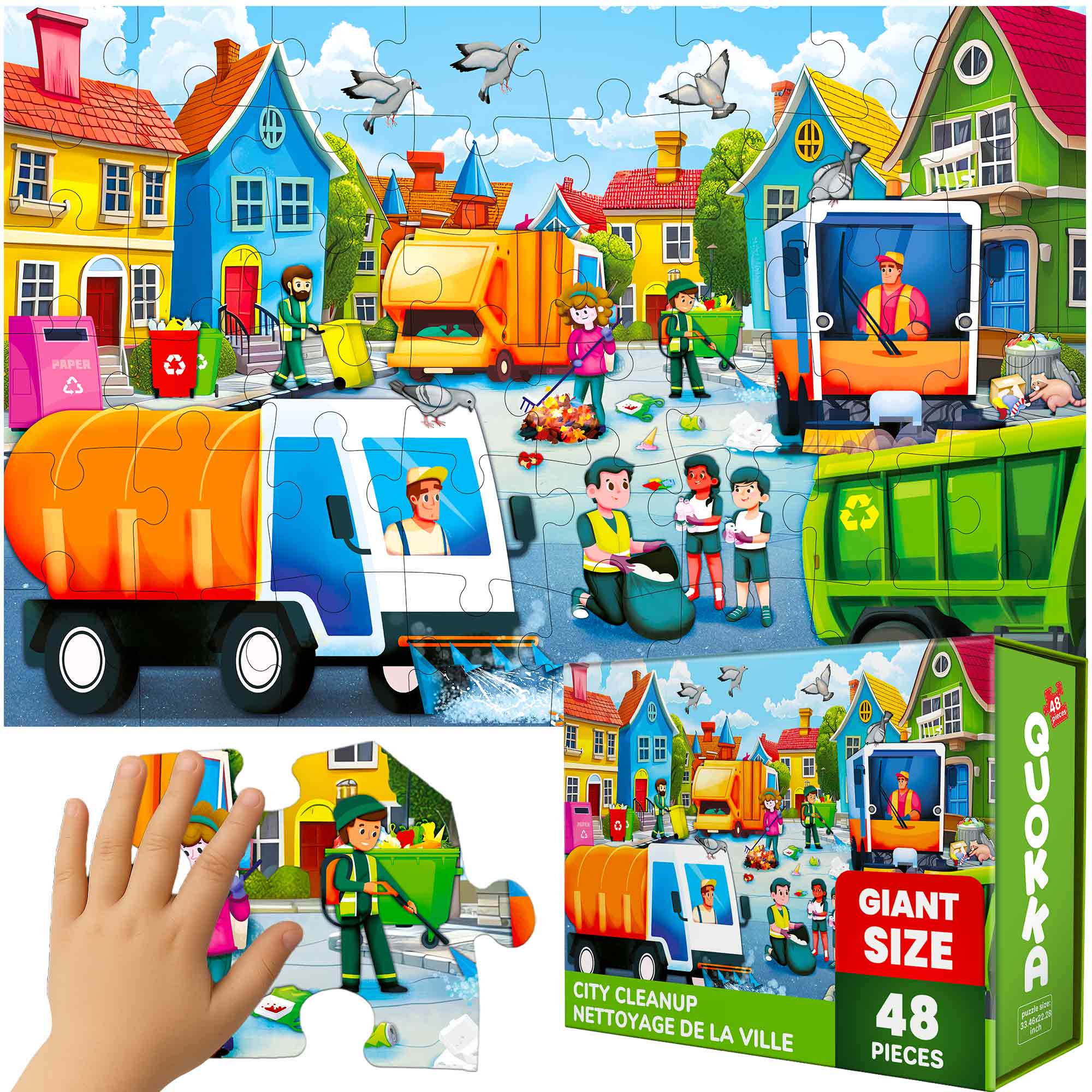 2x3 FT Giant Floor Puzzles for Kids | Garbage Trucks