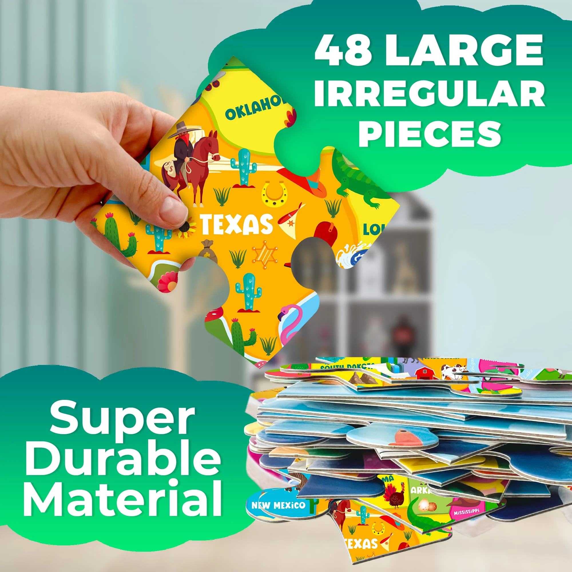 2x3 FT Giant Floor Puzzles for Kids | Map USA - Image 3