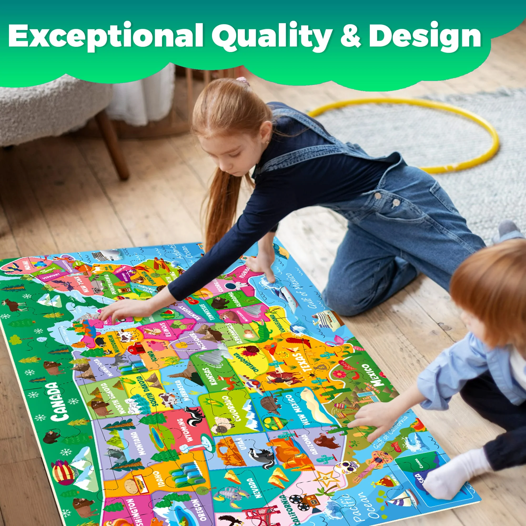 2x3 FT Giant Floor Puzzles for Kids | Map USA - Image 4