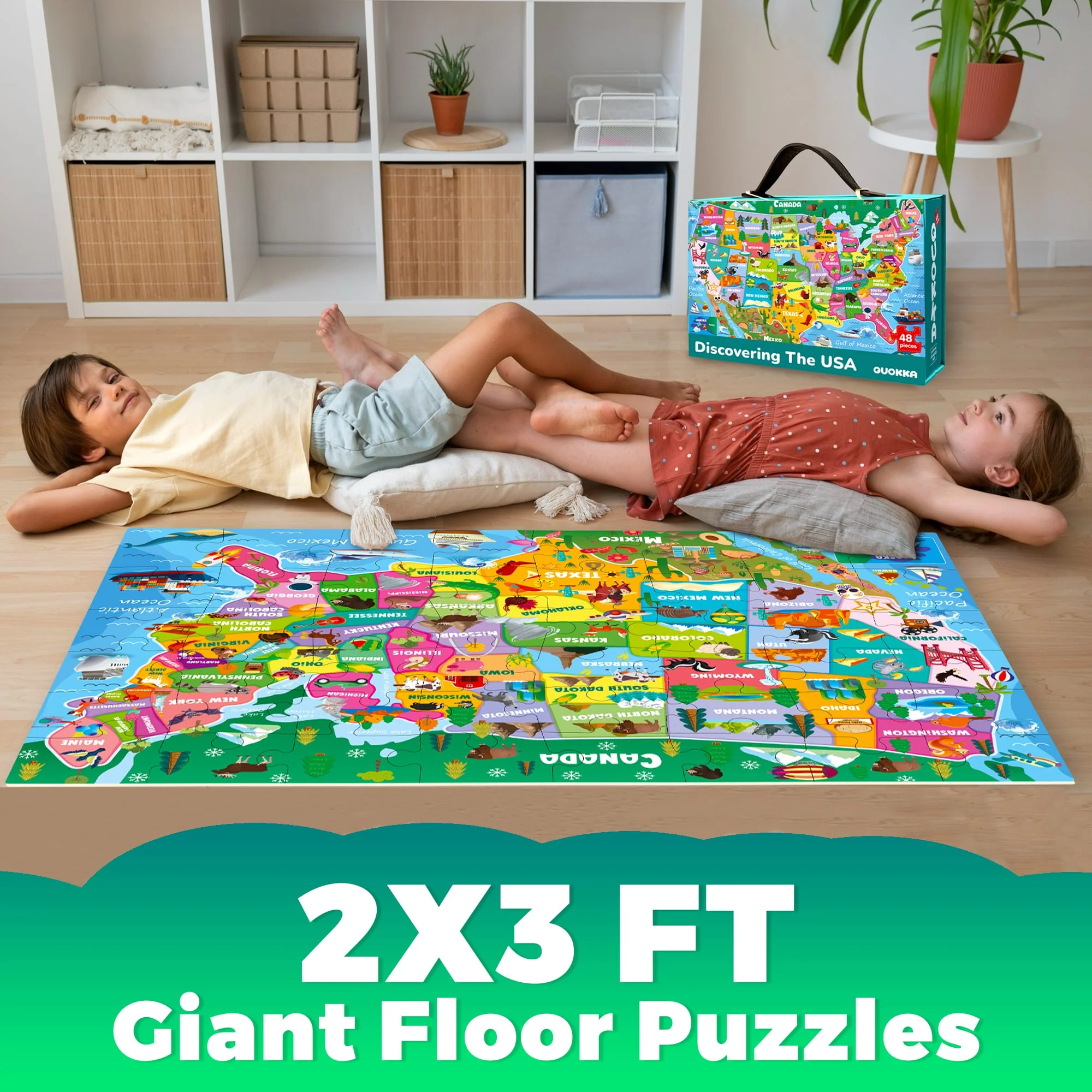 2x3 FT Giant Floor Puzzles for Kids | Map USA - Image 5