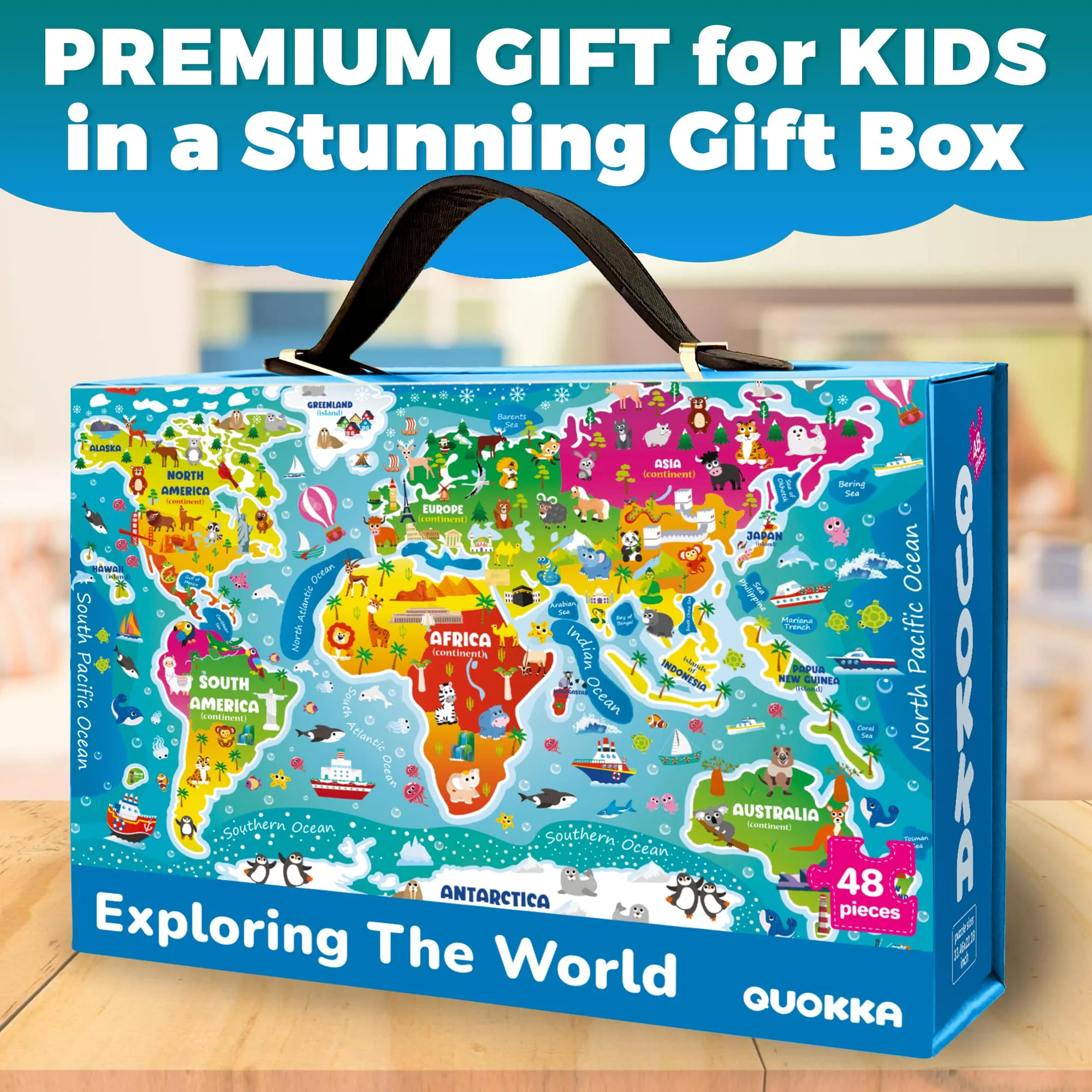 2x3 FT Giant Floor Puzzles for Kids | World Map - Image 2