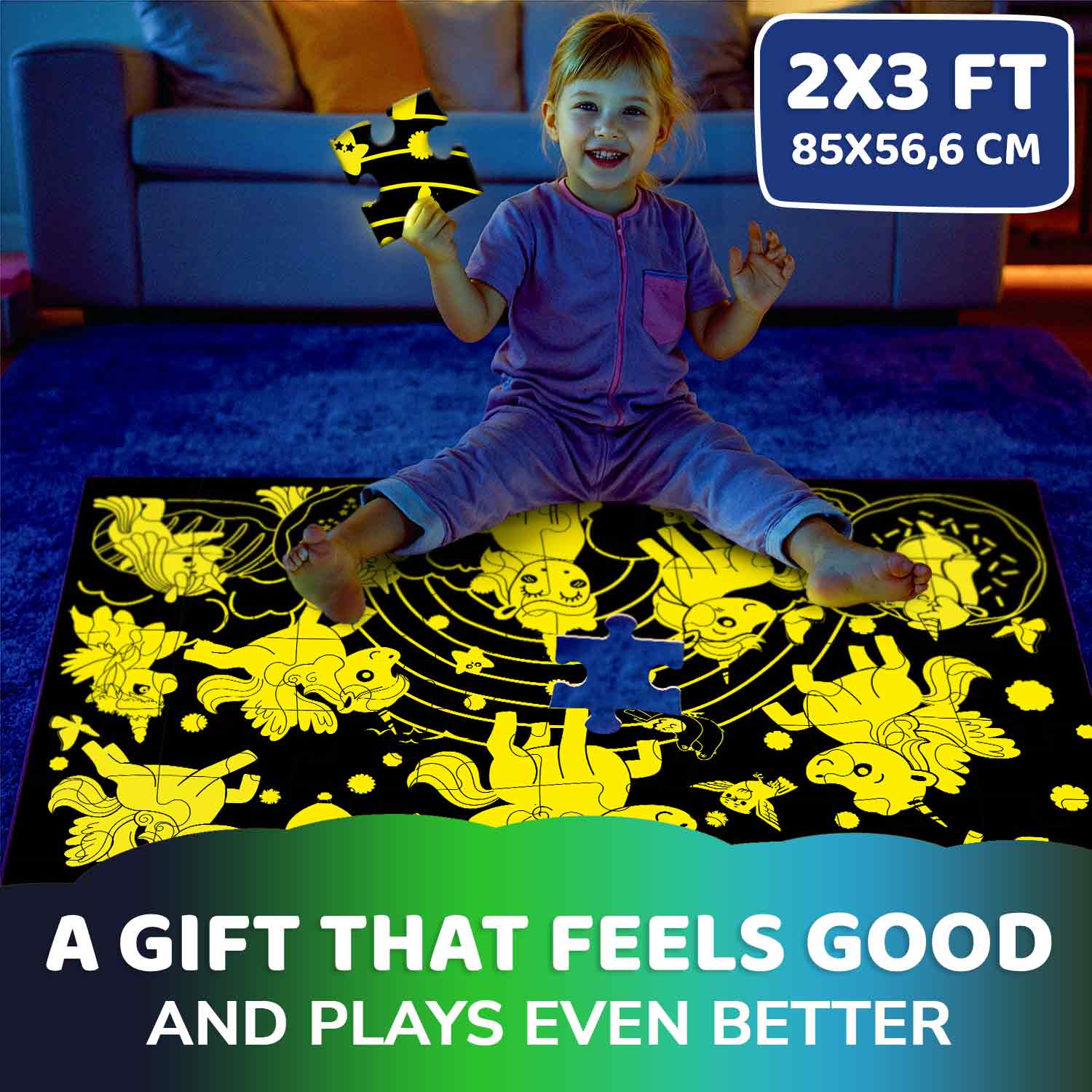 2x3 FT Giant Glow in Dark Jigsaw Puzzle - Unicorn - Image 2