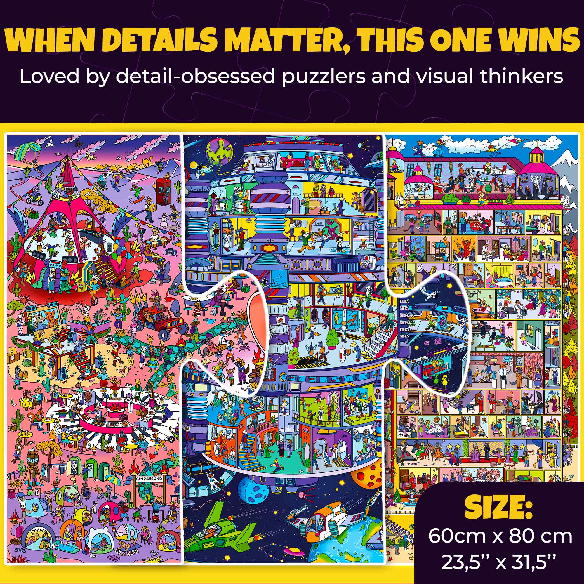 3 Set 1000 Piece Puzzle for Adults with Hidden Secrets - Image 2
