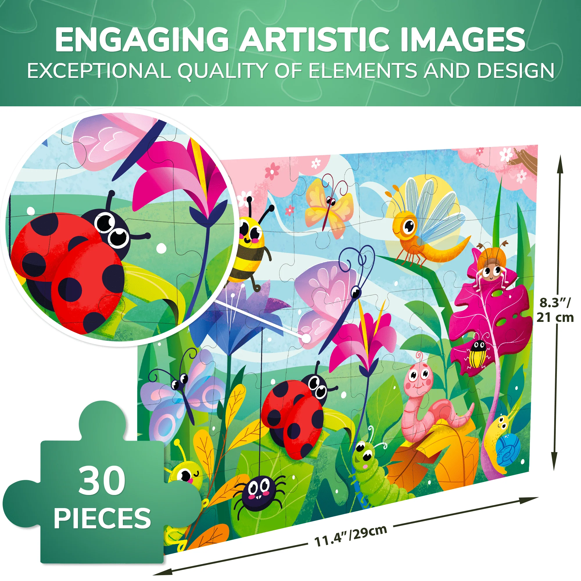 30 Pcs Jigsaw Puzzles for Kids | Bugs - Image 3