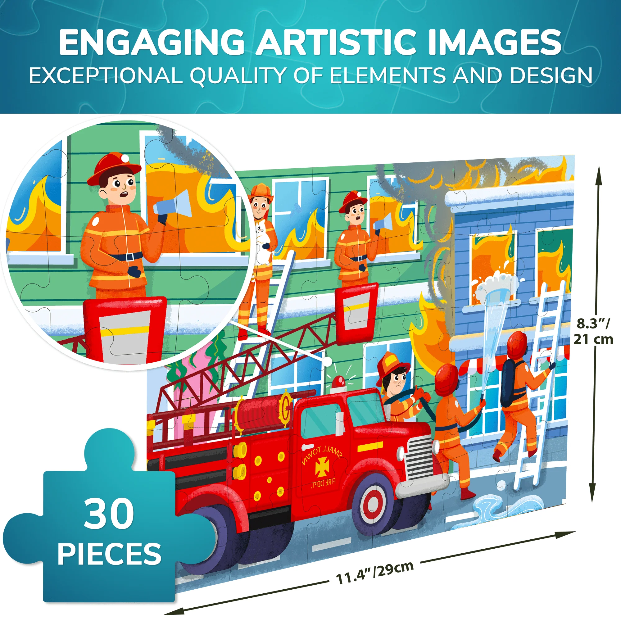 30 Pcs Jigsaw Puzzles for Kids | Firefighters - Image 3