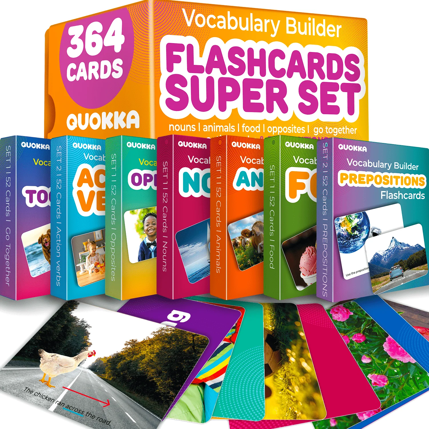 364 Flash Cards Prepositions Set Vocabulary Building for Kids