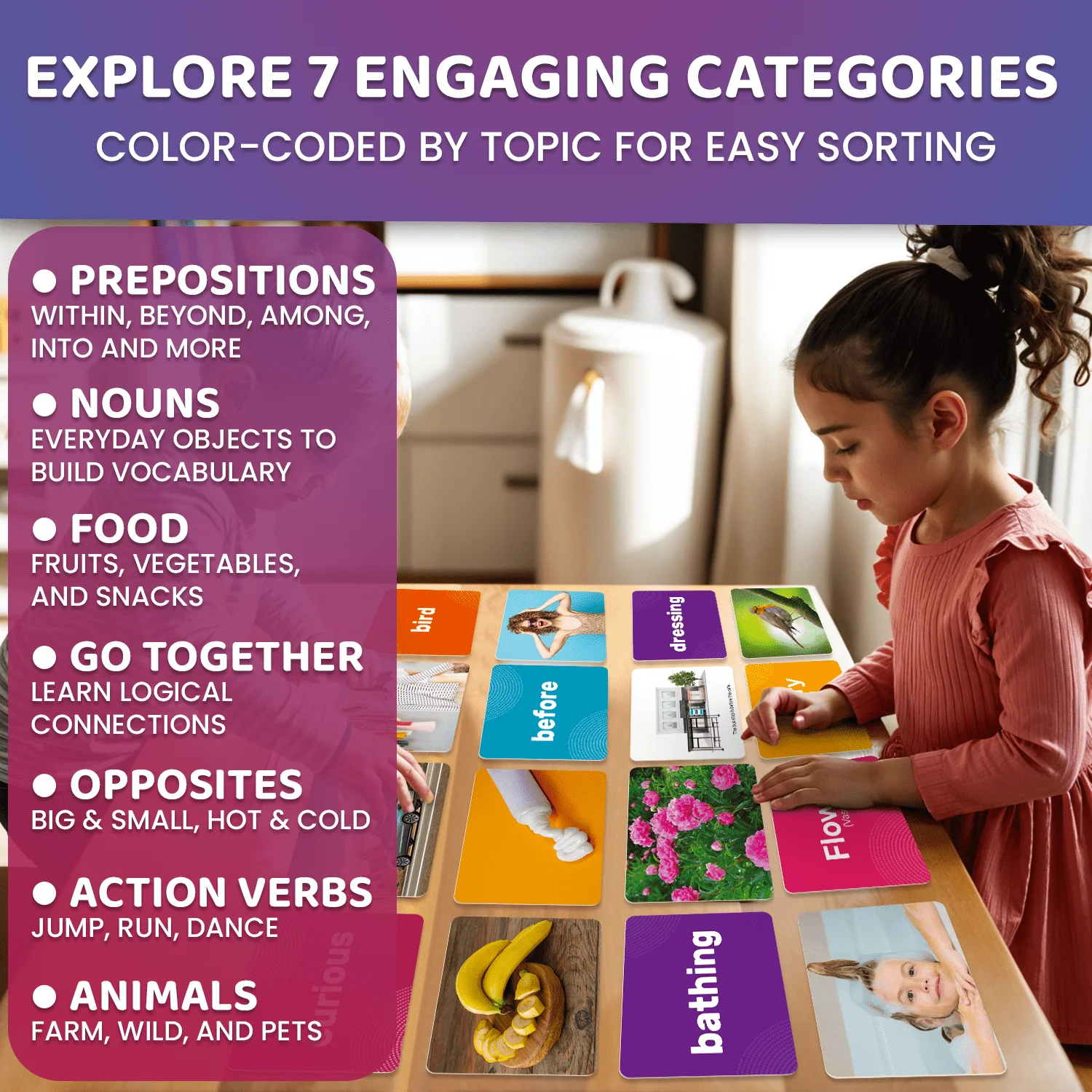 364 Flash Cards Prepositions Set Vocabulary Building for Kids - Image 3