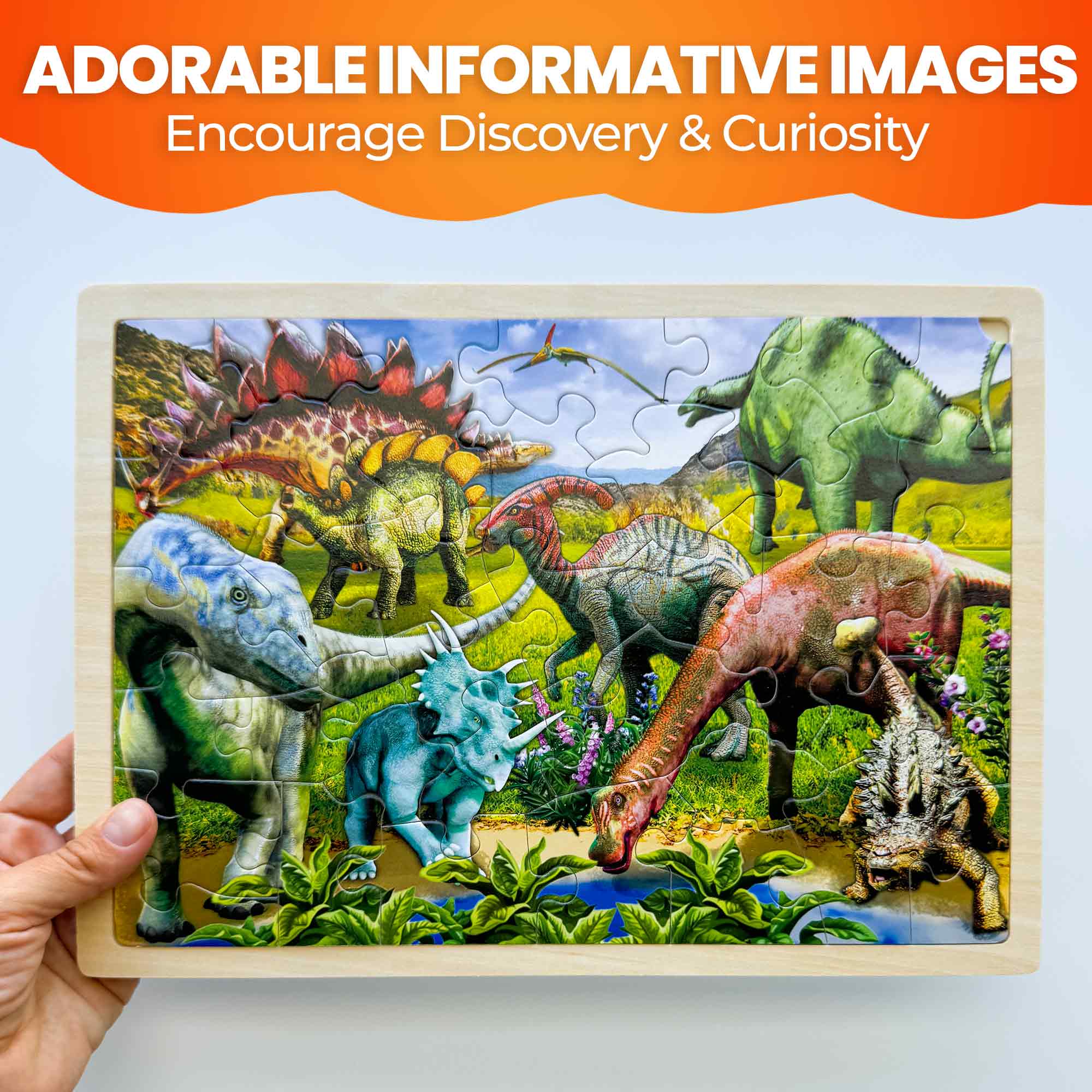 4 Set 36 Pcs Wooden Puzzles for Kids | Dinosaur World - Image 4