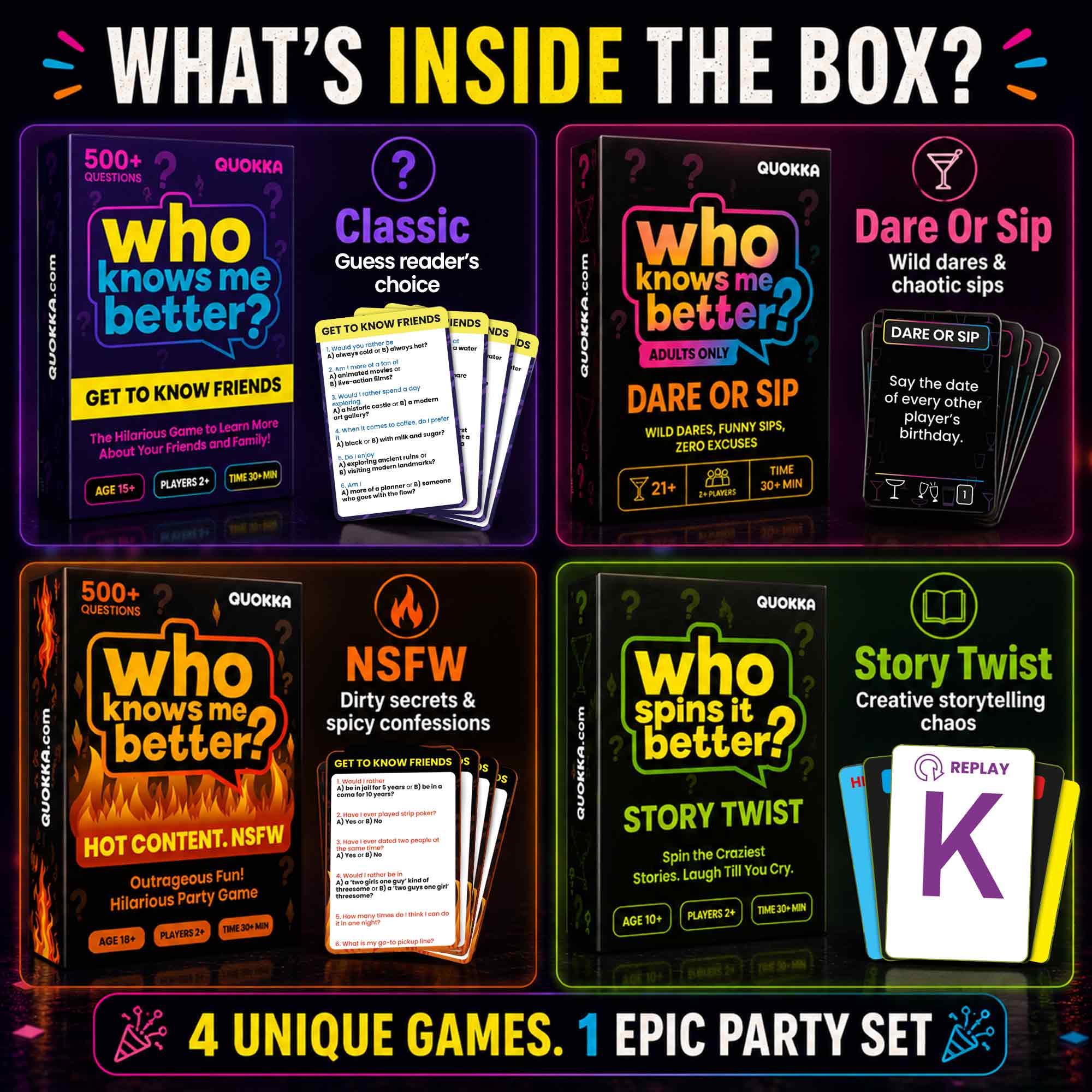 4 Set Party Games â Who Knows Me Better? for Adults - Image 3