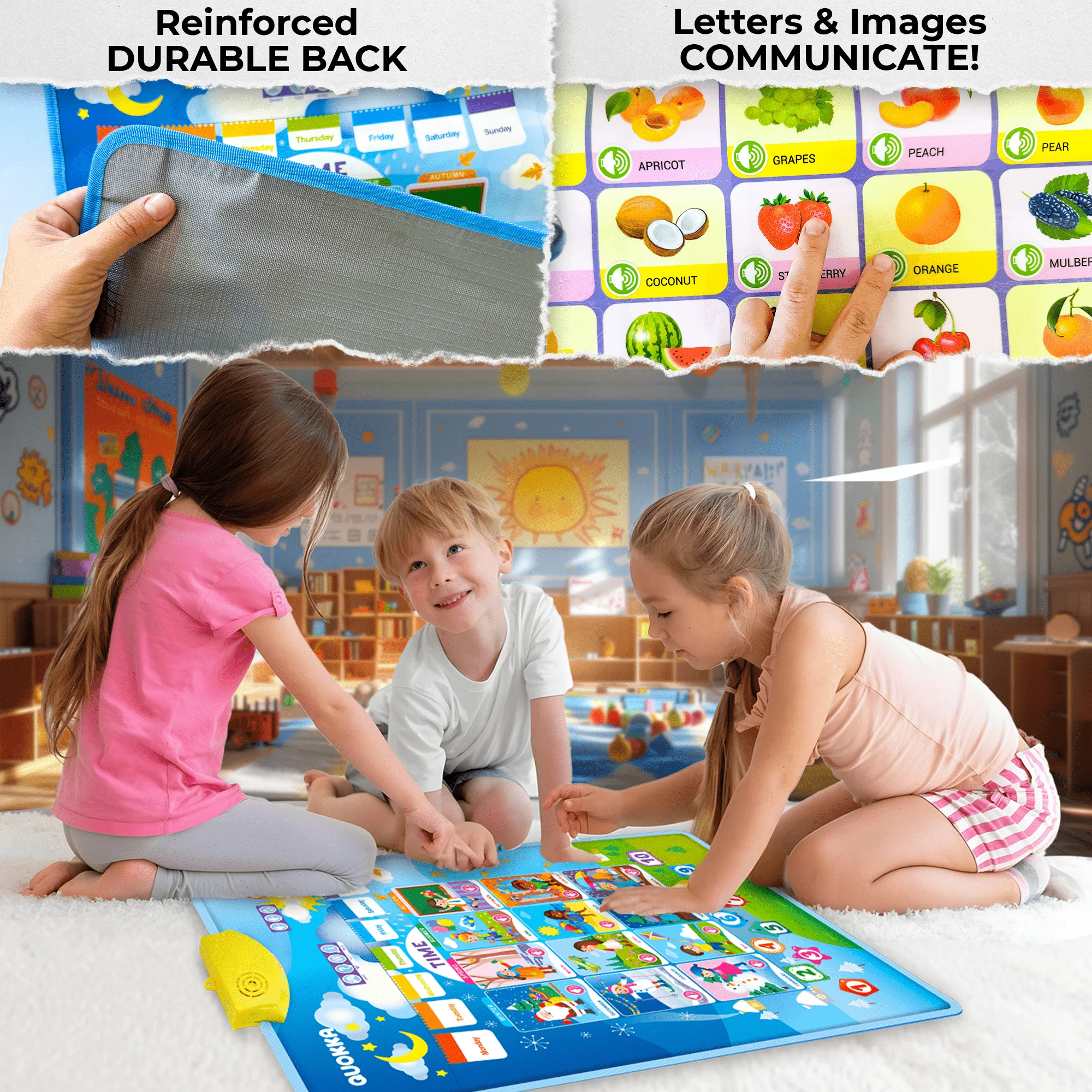 4 Set Poster Preschool Learning Toy | Animals, Fruits, Vegetables & Time - Image 5