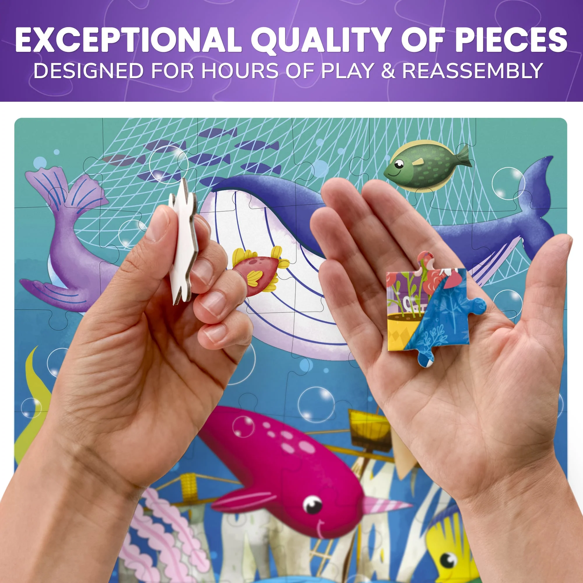 48 Pcs Jigsaw Puzzles for Kids | Insects, African & Ocean Animals - Image 4