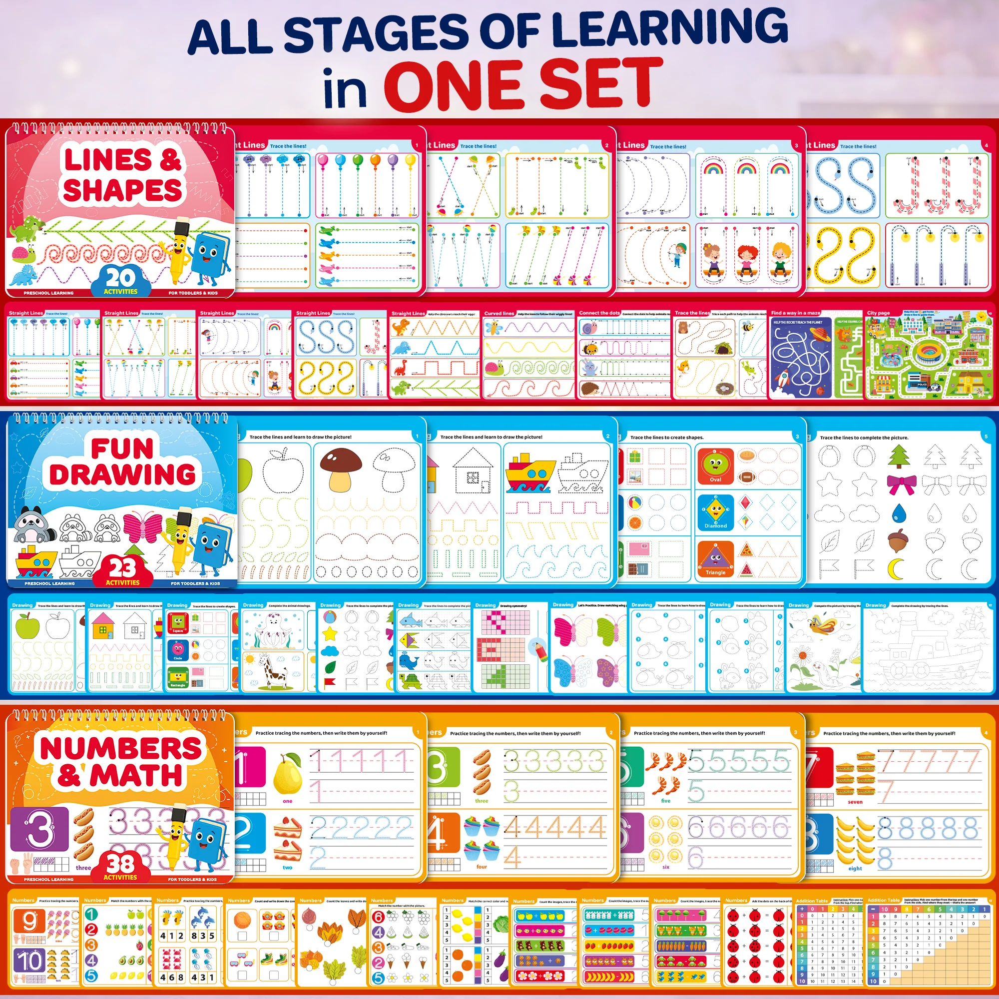 5 Set Tracing Books for Kids - Writing Practice Kit with Markers - Image 3