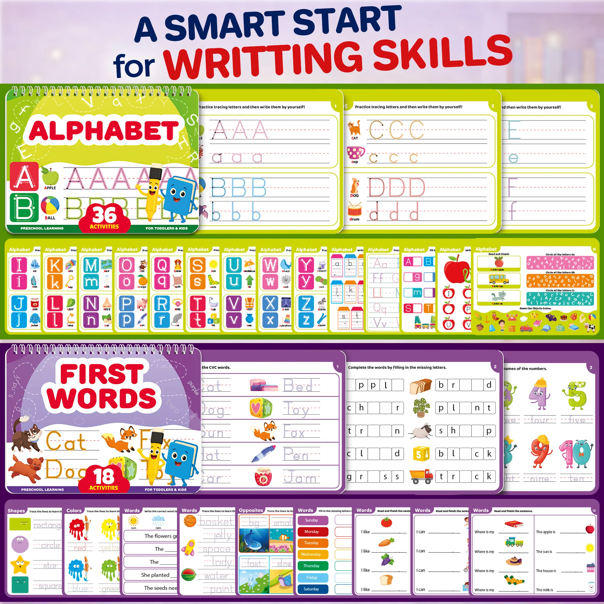 5 Set Tracing Books for Kids - Writing Practice Kit with Markers - Image 4