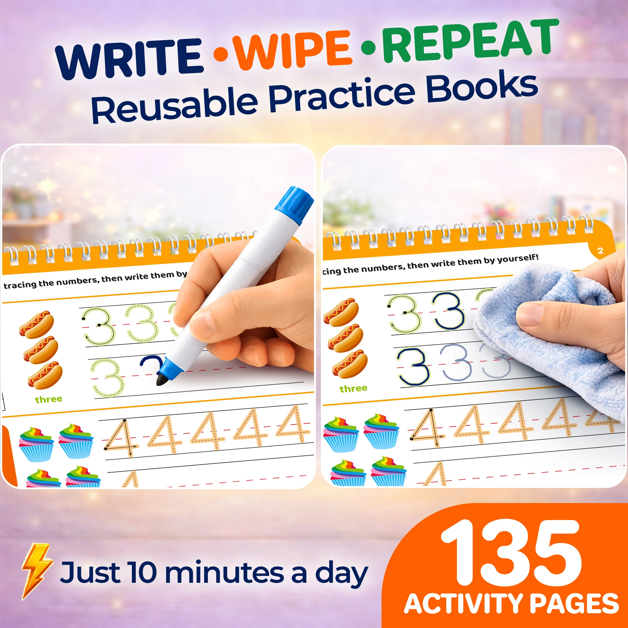 5 Set Tracing Books for Kids - Writing Practice Kit with Markers - Image 5
