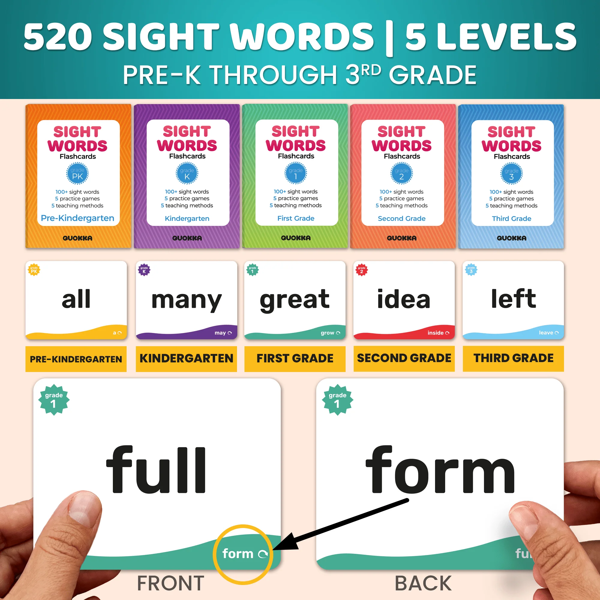 520 Sight Words Flash Cards Classic for Kids - Image 2