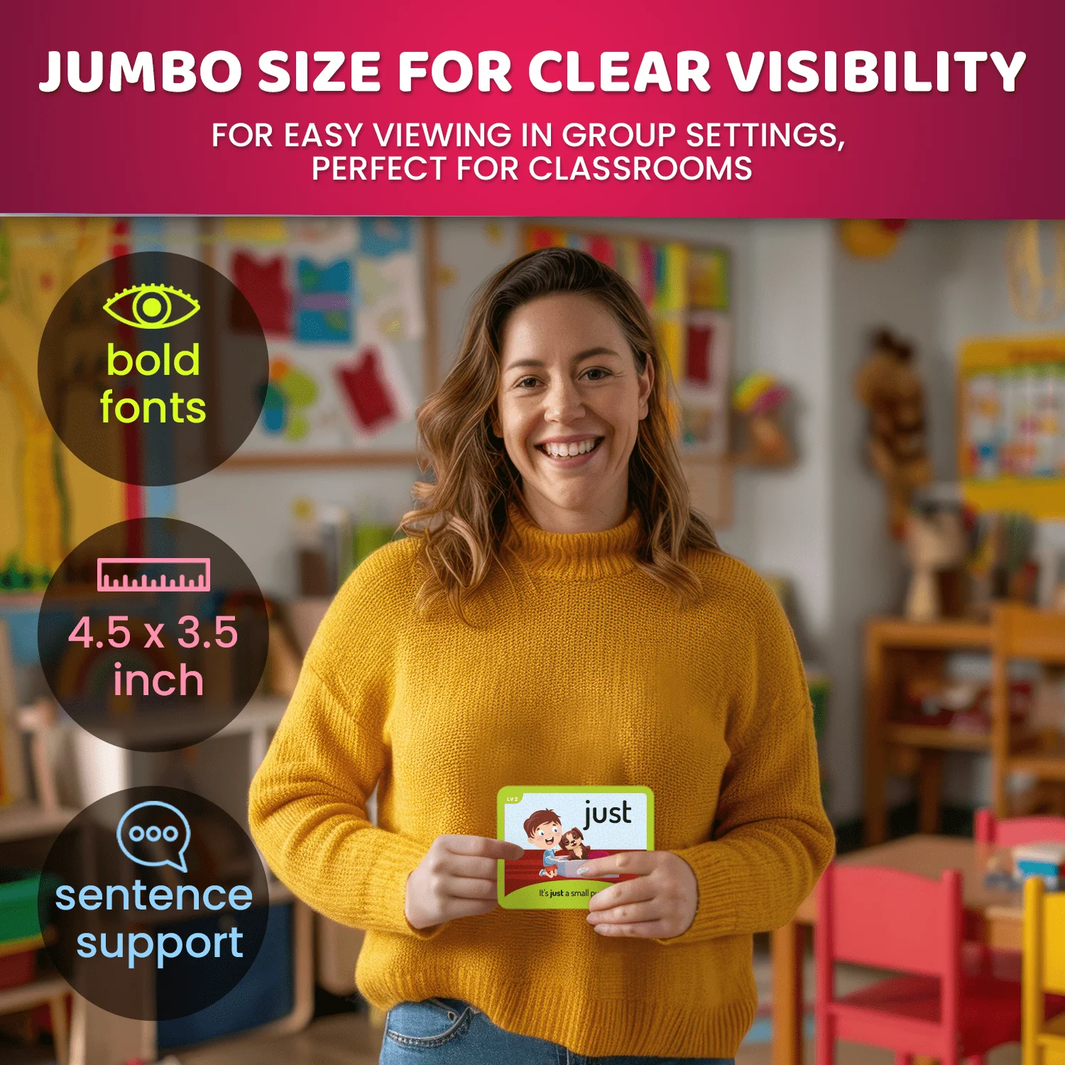 520 Sight Words Flash Cards with Images & Sentences for Kids - Image 3