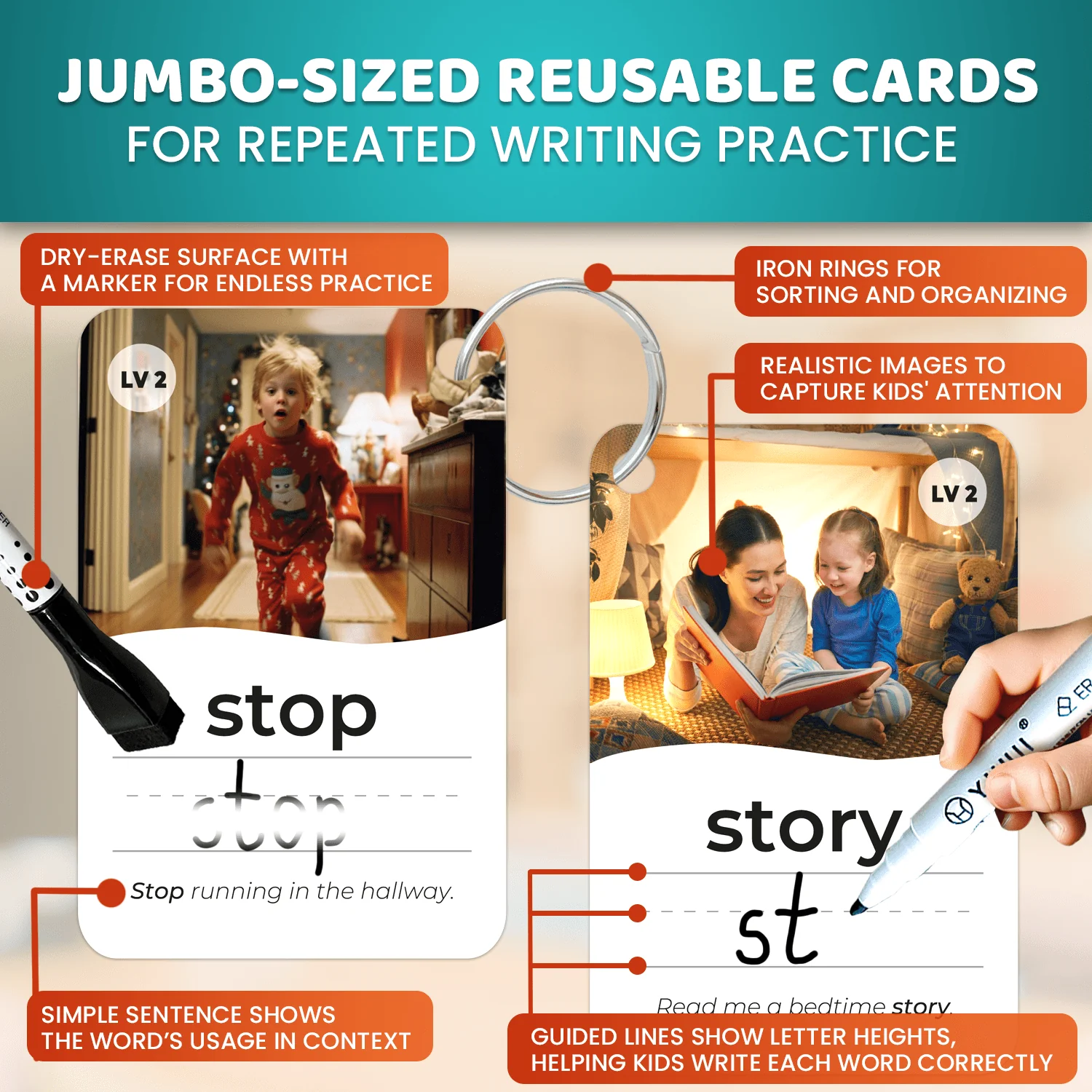 520 Sight Words Realistic Images Flash Cards for Kids | 5 Levels - Image 4