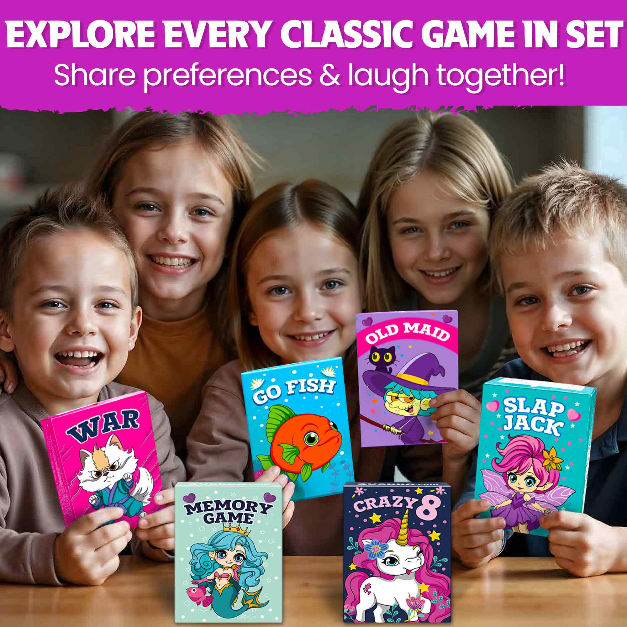 6 Pack Card Games for Kids Ages 4–8 - Fun Family Games - Image 2
