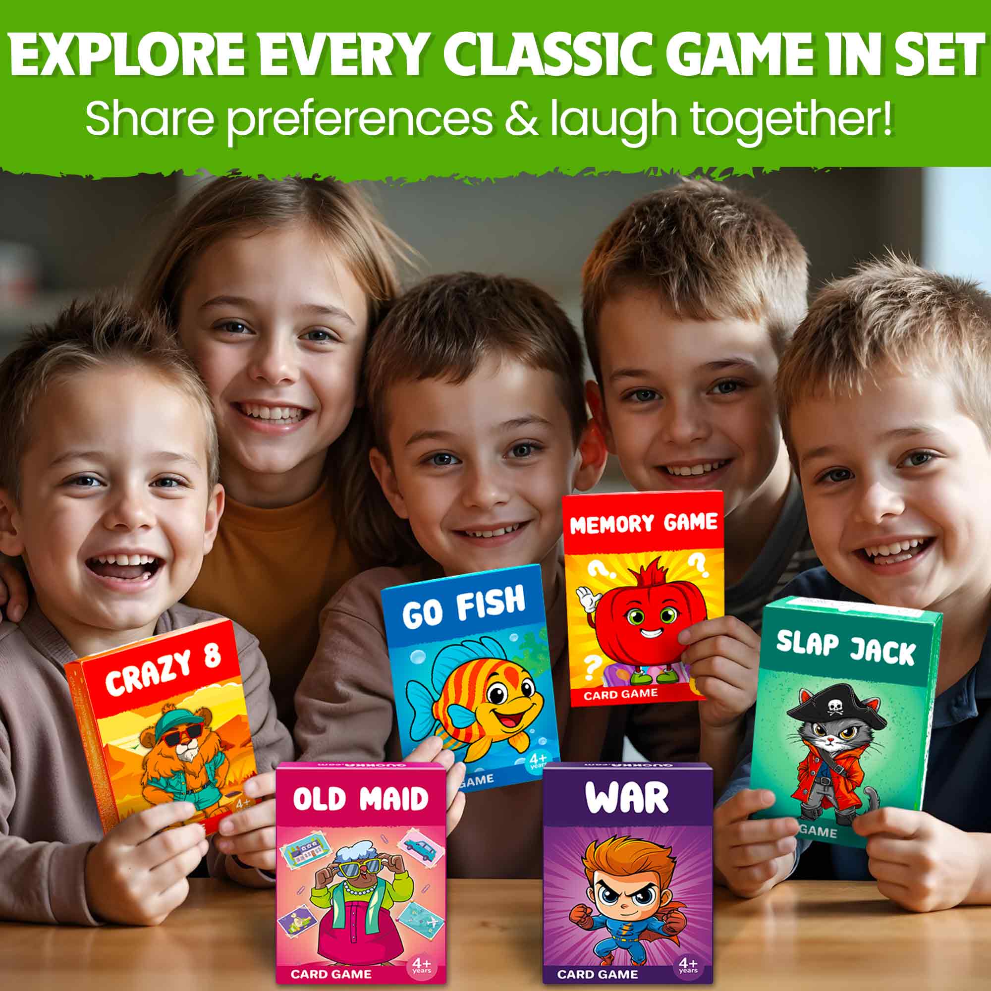 6 Pack Original Card Games for Kids Ages 4–8 - Fun Family Games - Image 2