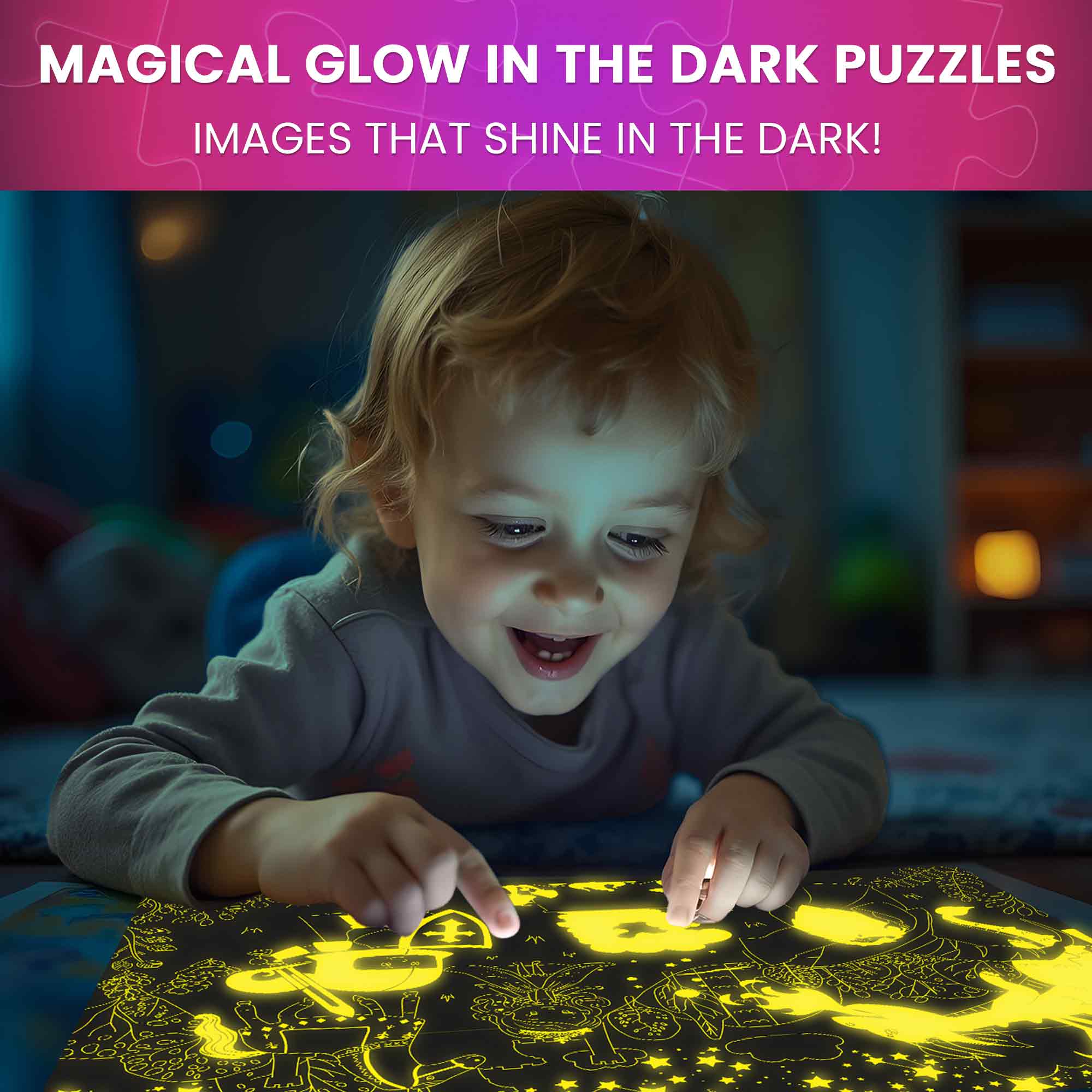 60 Piece Glow in The Dark Puzzles for Kids | Tale Heroes - Image 2