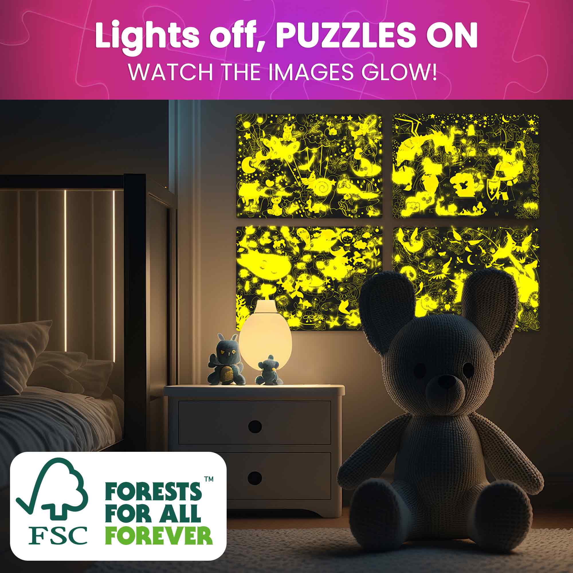 60 Piece Glow in The Dark Puzzles for Kids | Tale Heroes - Image 6