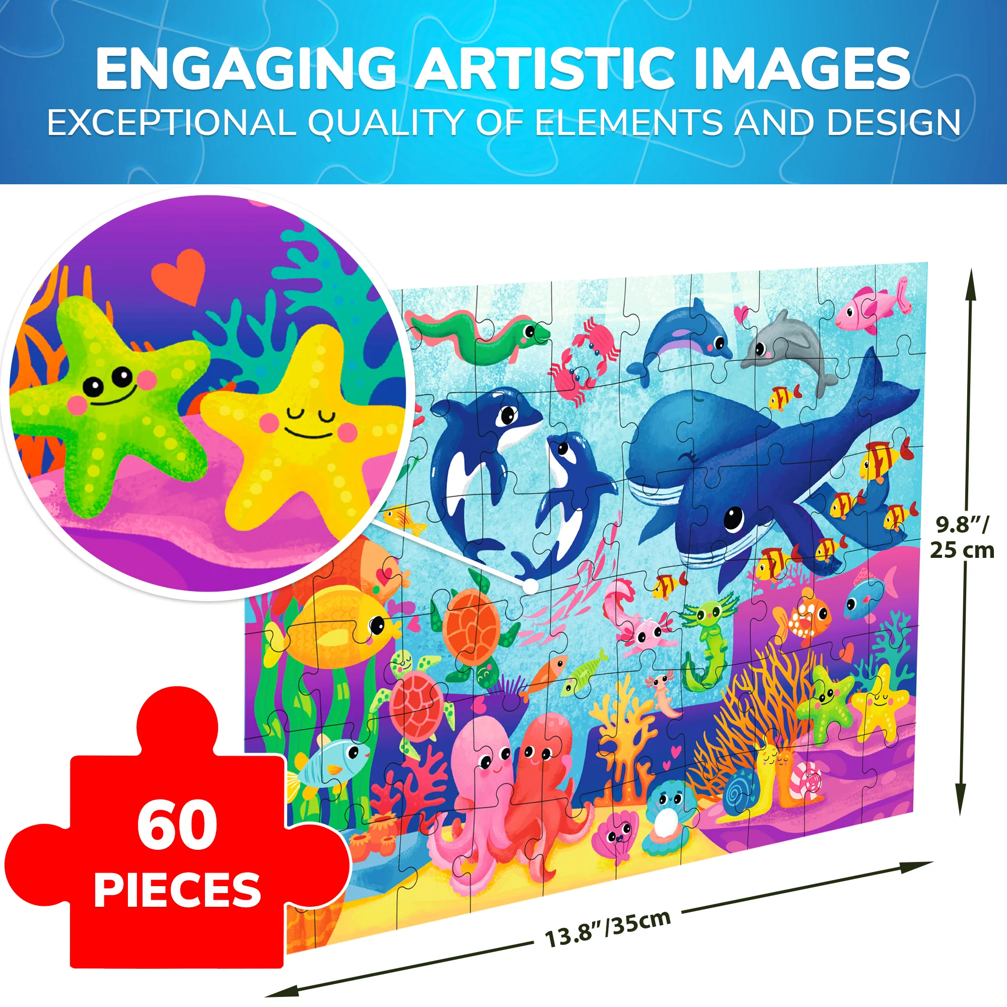 60 Pcs Puzzles for Kids - Ocean Animals - Image 2