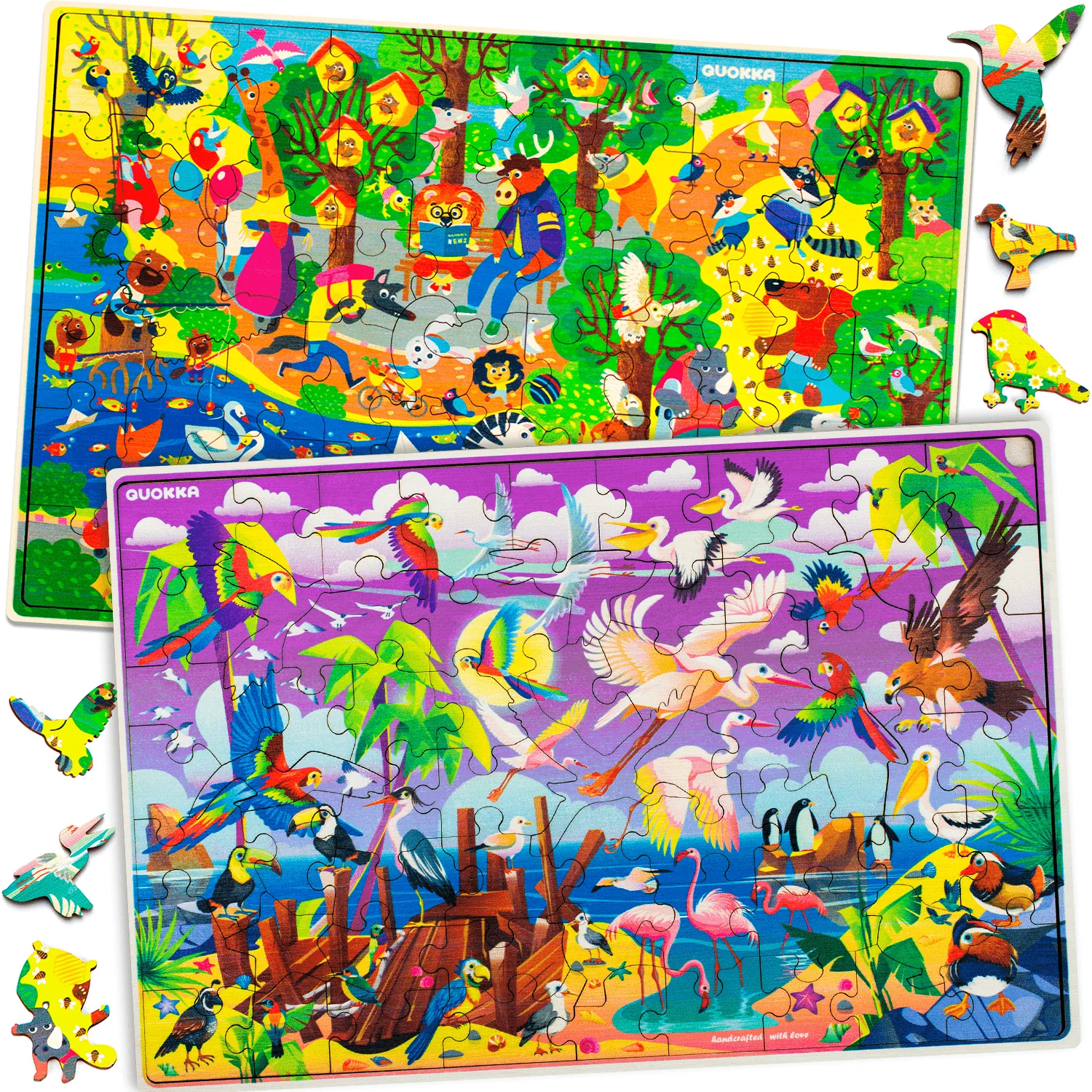 60 Piece Set of 4 Jigsaw Puzzles | Birds & Wild Animas - Image 6