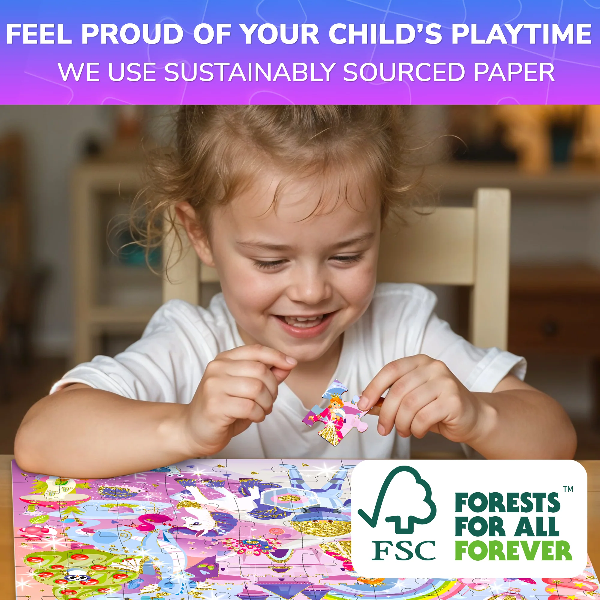 60 Piece Puzzles for Kids | Unicorns, Mermaids, Princesses & Fairy Tale - Image 5