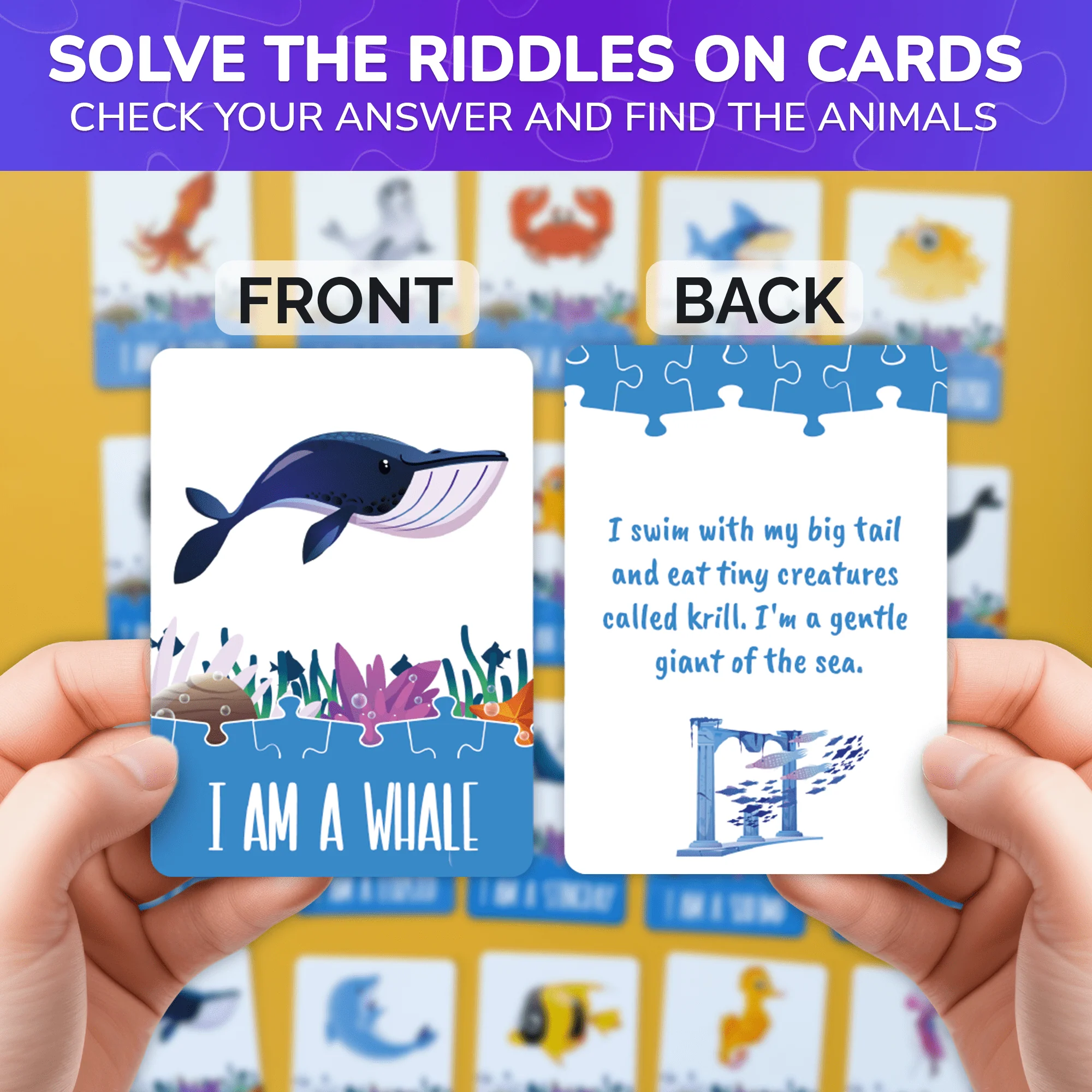 70 Pcs Search and Find Riddle Puzzles with Cards for Kids | Ocean - Image 4