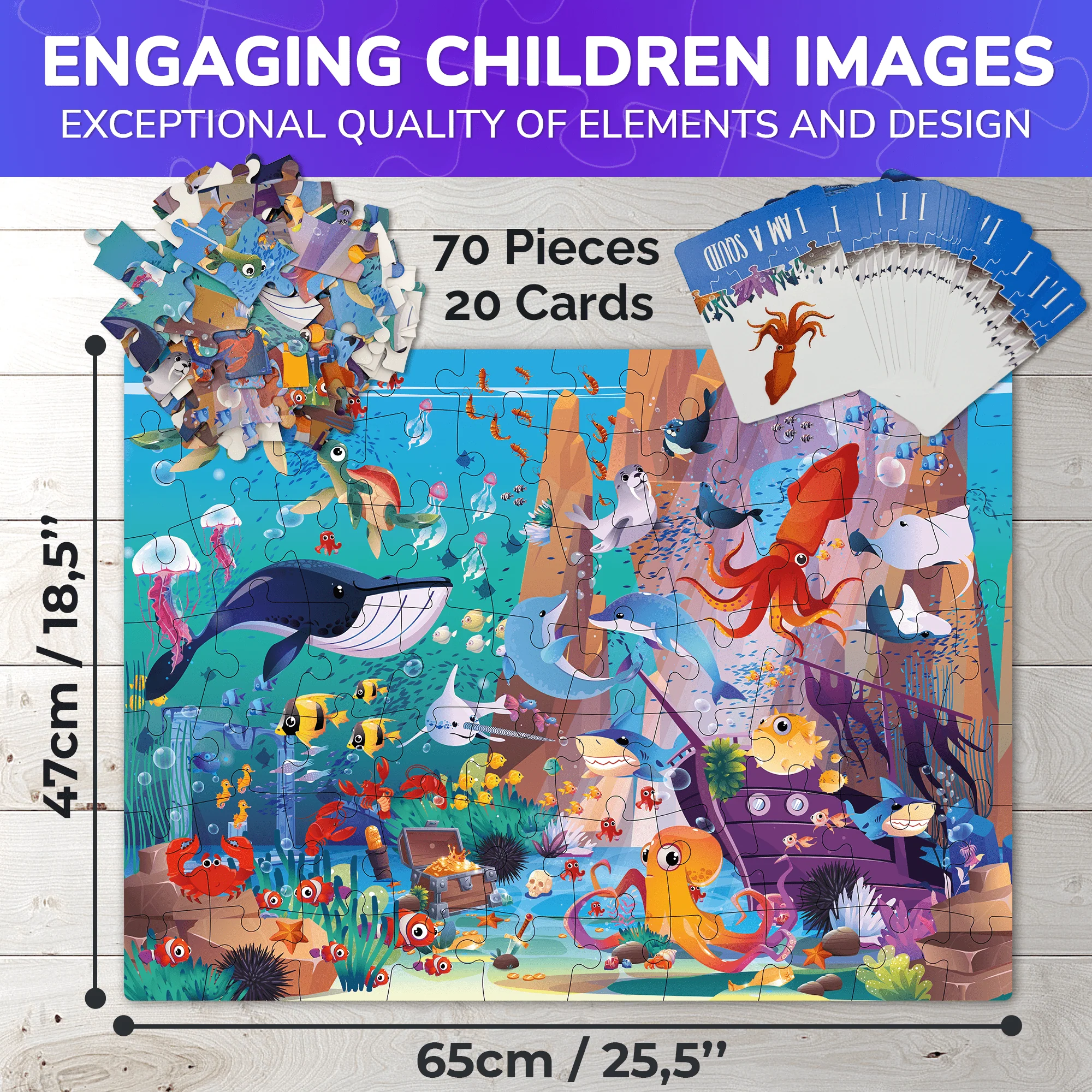 70 Pcs Search and Find Riddle Puzzles with Cards for Kids | Ocean - Image 5