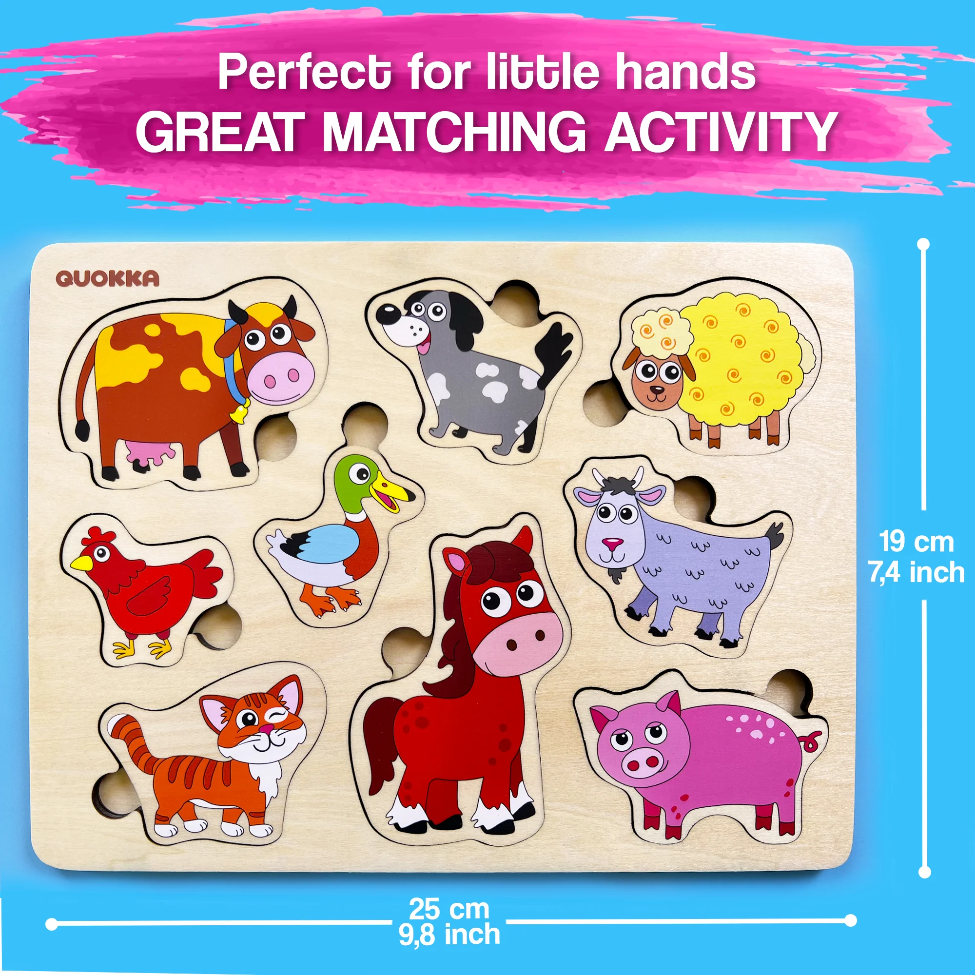 Wooden Puzzles for Toddlers | Farm Animals - Image 3