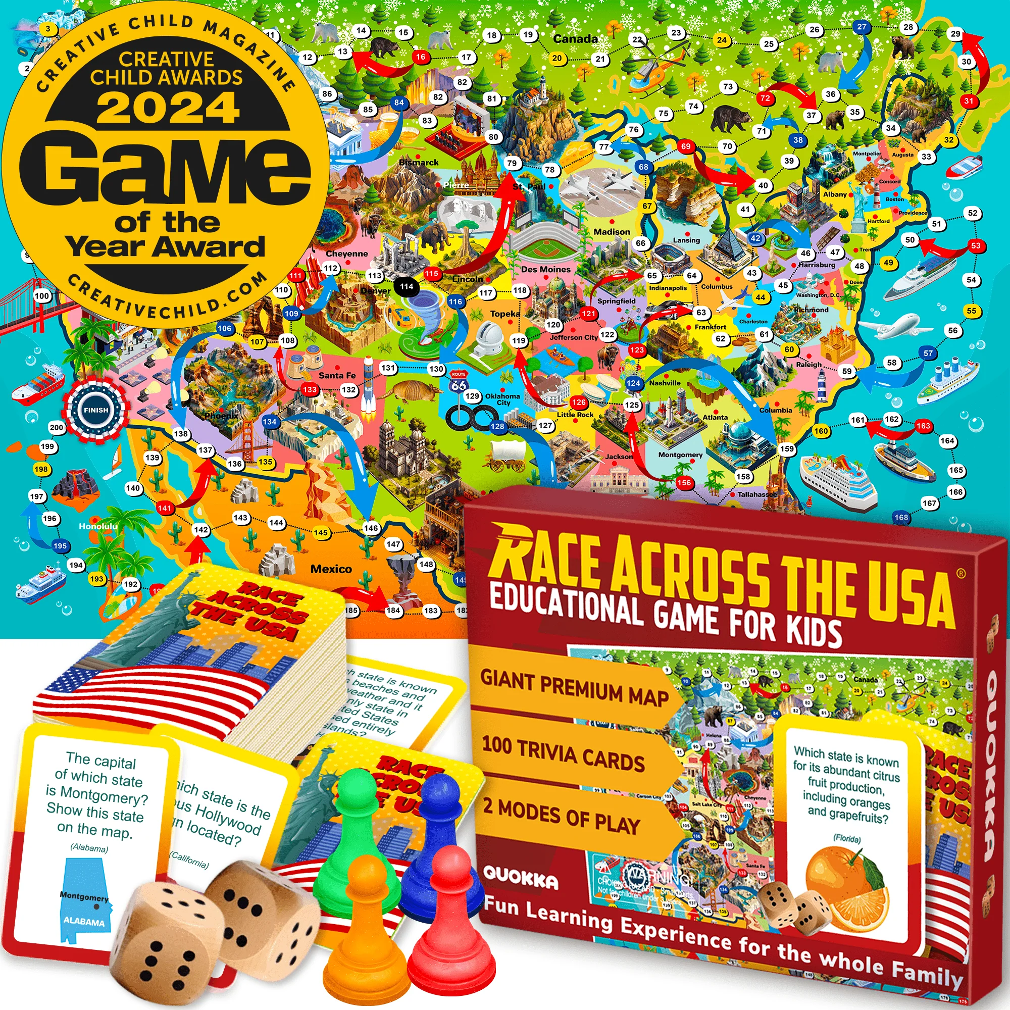 Board Game Race Across the USA | Play Indoor & Outdoor