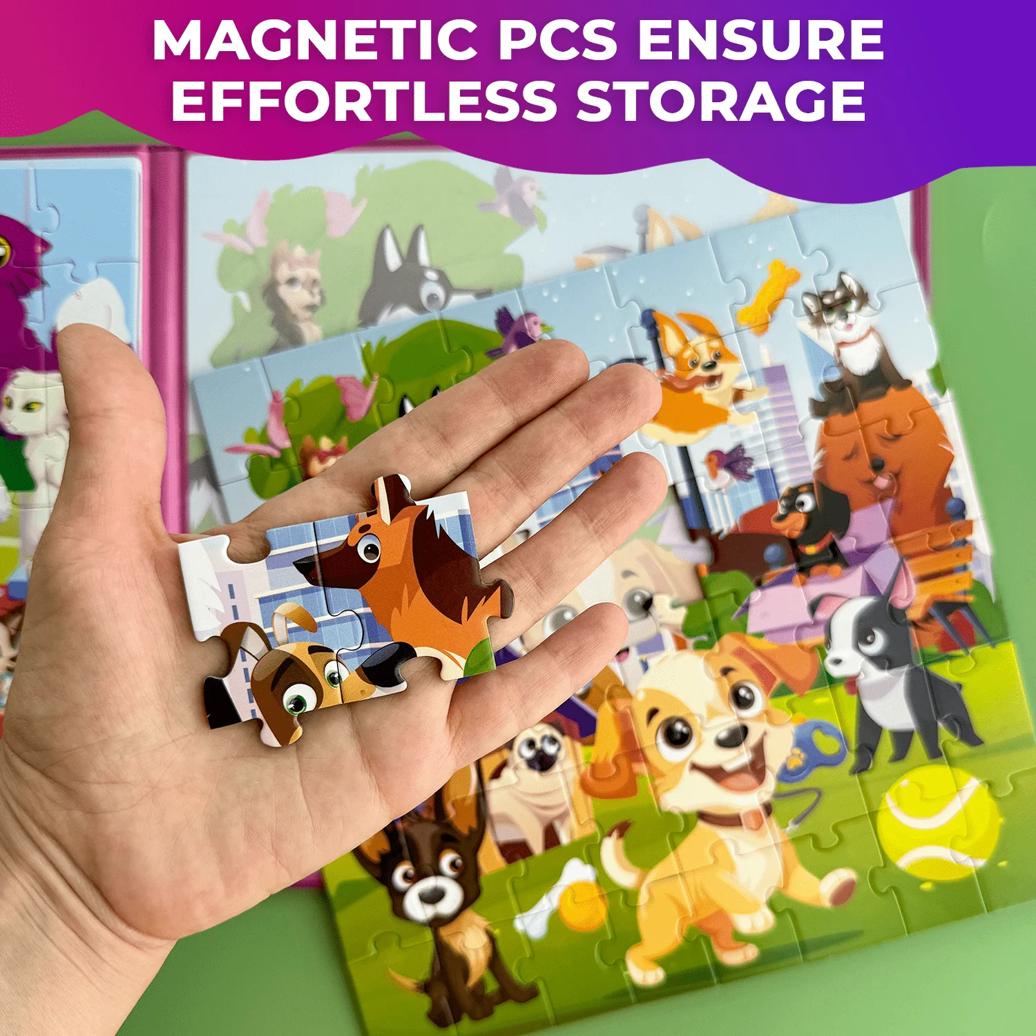 Bundle Set of 2 Magnetic Puzzles for Kids | Unicorns, Cats & Dogs - Image 4