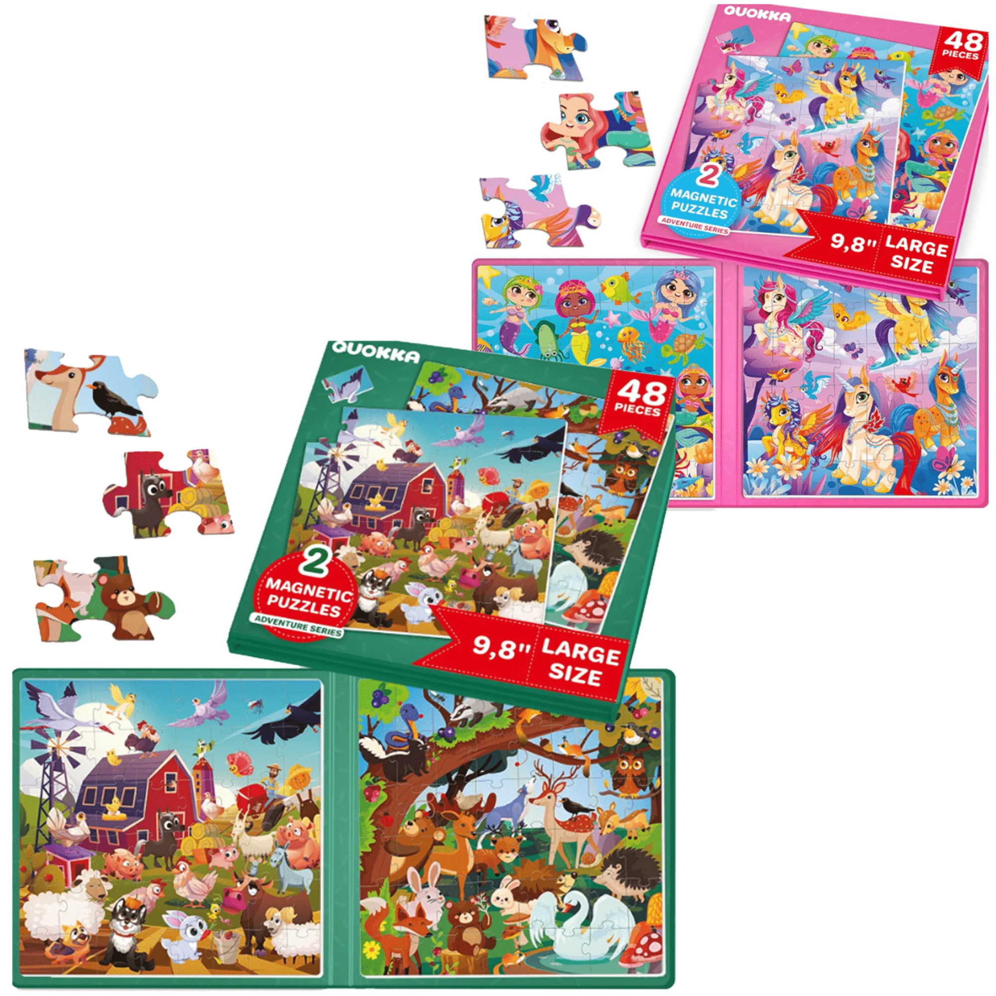 Bundle Set of 2 Magnetic Puzzles for Kids | Unicorns, Forest