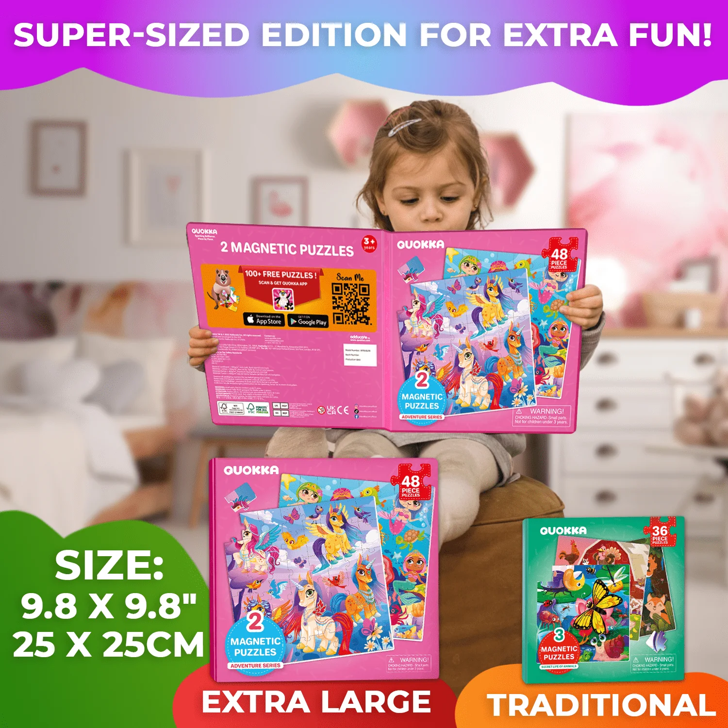 Bundle Set of 2 Magnetic Puzzles for Kids | Unicorns, Maps - Image 3