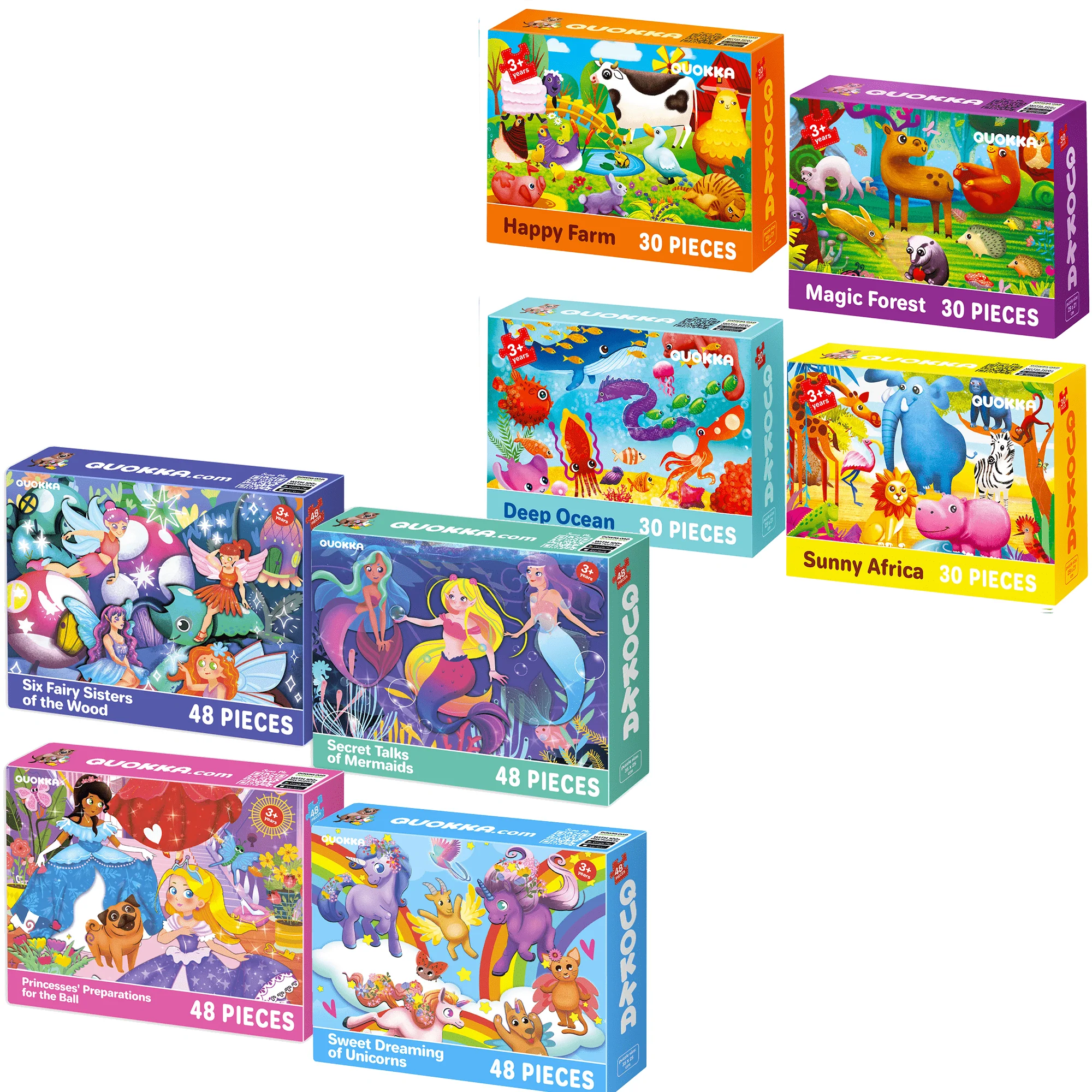Bundle Set of 8 Puzzles for Kids | Animals, Fairy Tales