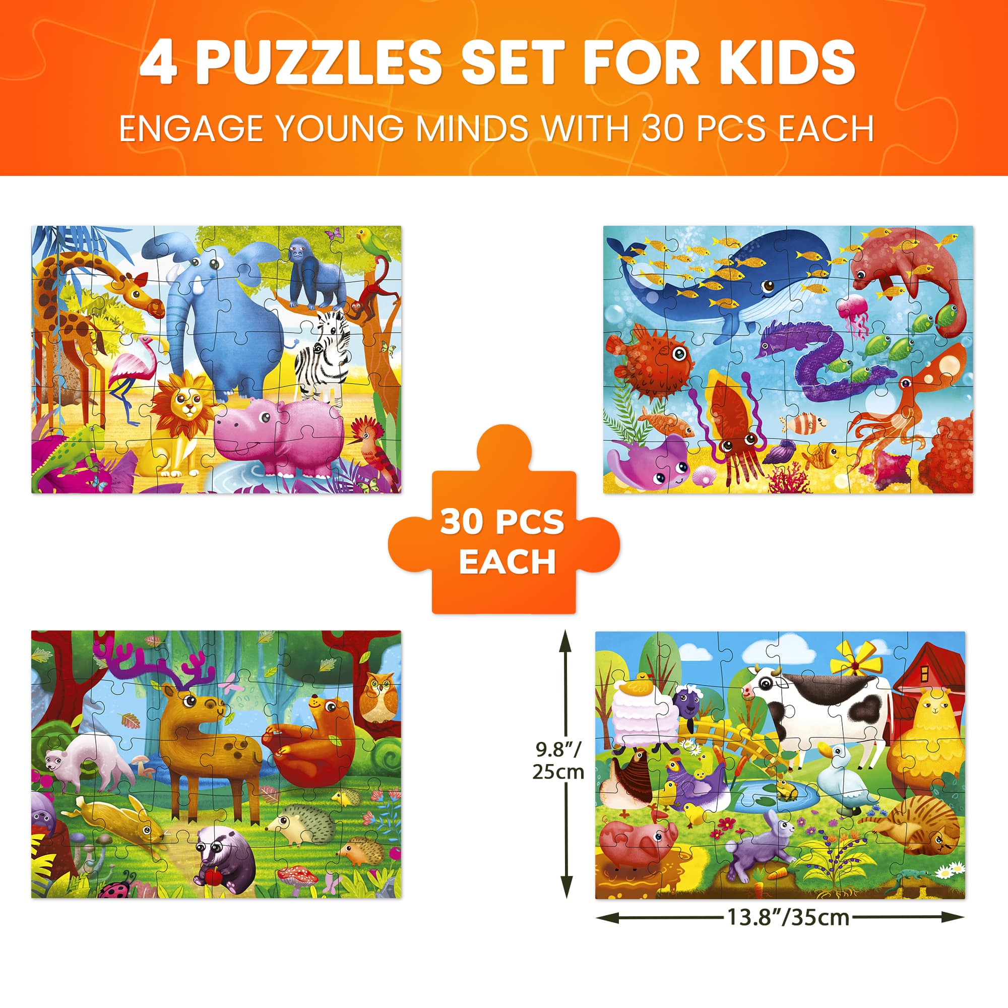 Bundle Set of 8 Puzzles for Kids | Animals, Meadow Girls - Image 4