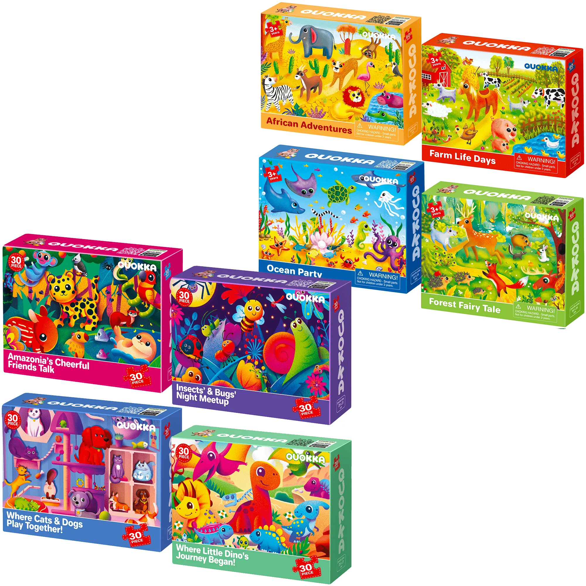 Bundle Set of 8 Puzzles for Kids | Dino, Animals