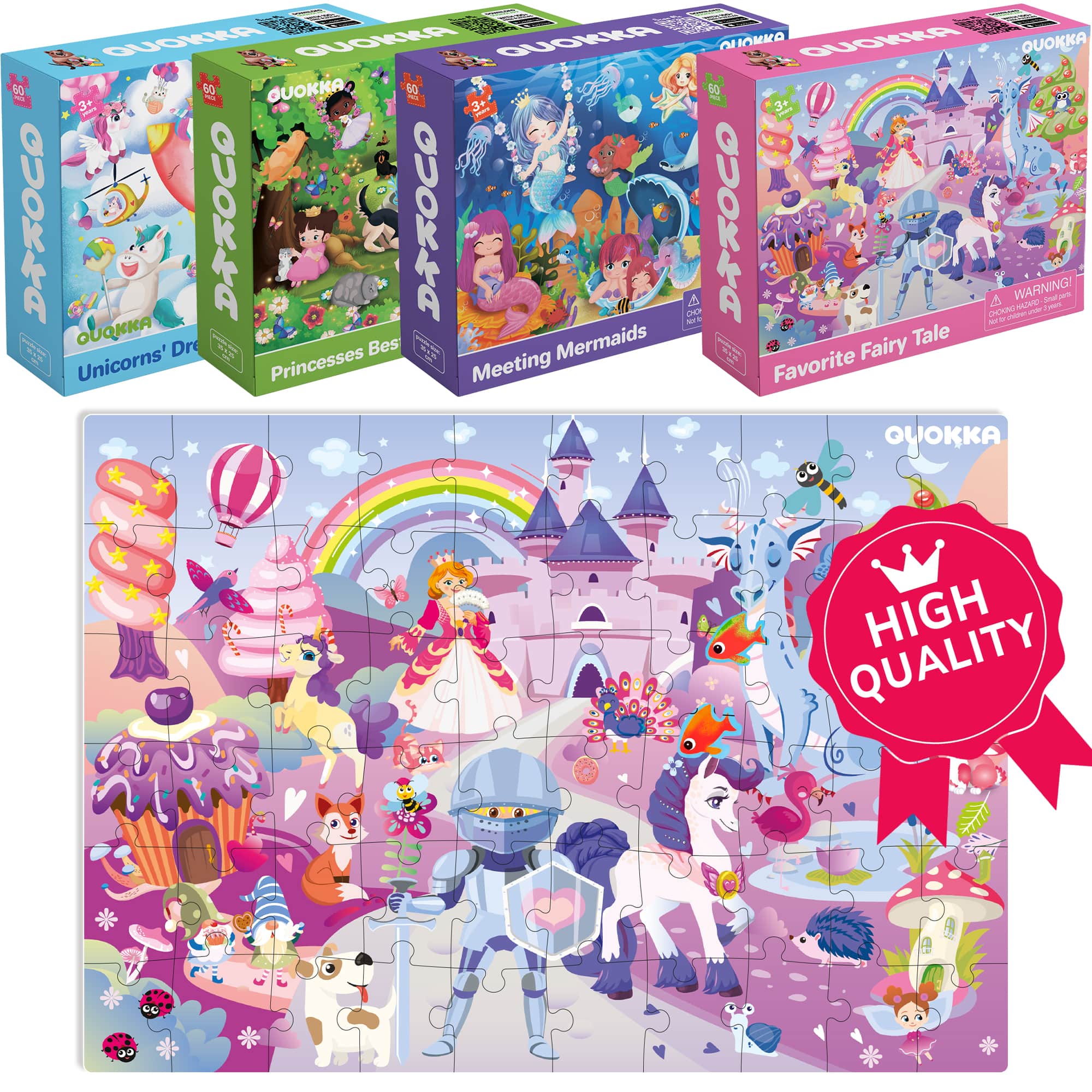 Bundle Set of 8 Puzzles for Kids | Mermaids, Animals - Image 2